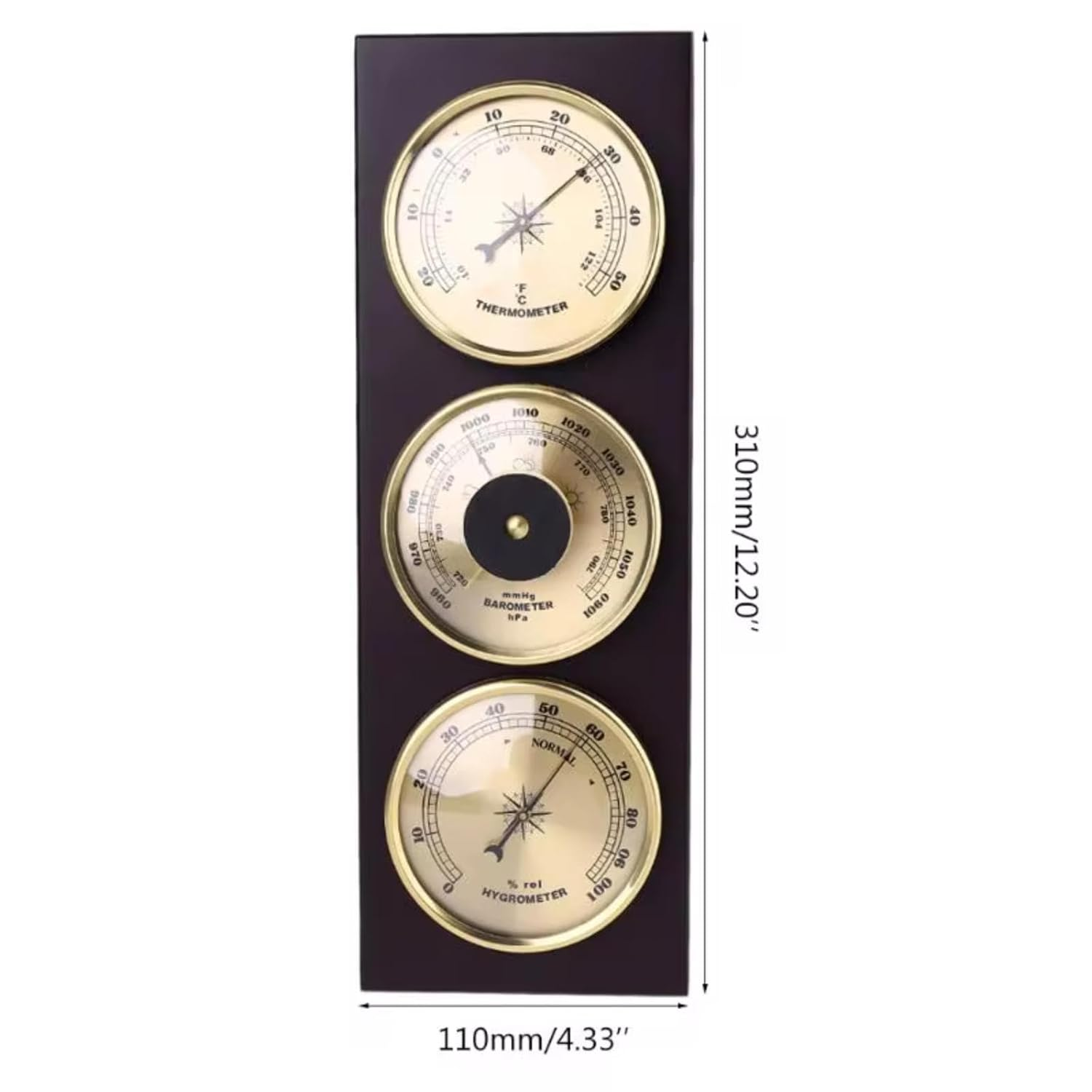 3-In-1 Analog Weather Station Barometer Thermometer Hygrometer for Indoor and Outdoor, Home Wall, Fishing Boat, Office Decor image number 2