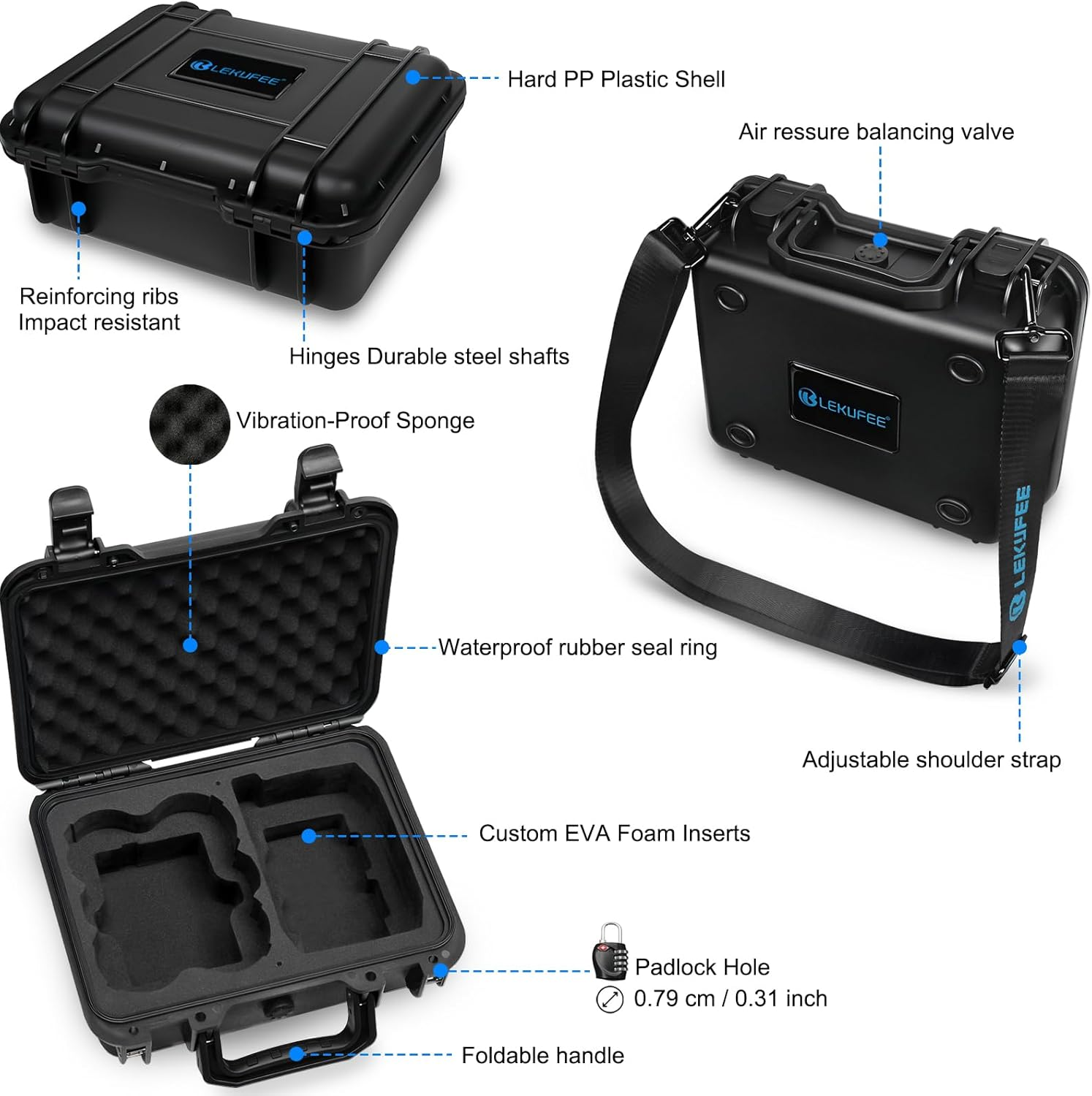 Lekufee Portable Waterproof Hard Case for DJI Neo Drone,Dji Neo Fly More Combo,Dji RC-N3,RC-N2 Remote Controllers and Accessories(Case Only) image number 3