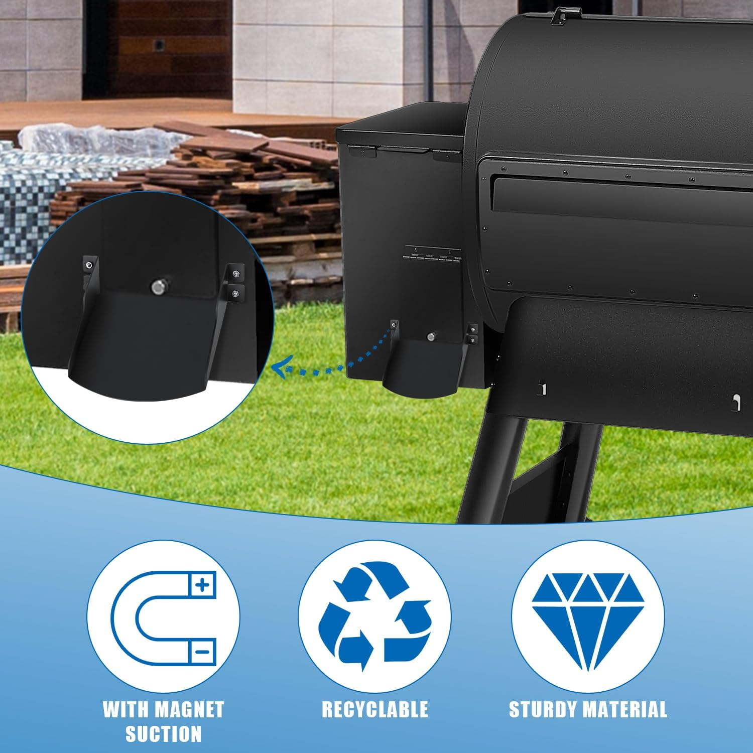 Magnetic Pellets Helper Chute for Traeger Grill, Pellet Discharge Metal Accessory for Traeger Grill Cleanout from Picking up Fallen Pellets, for Traeger Ironwood 885, Pro Series 34, Pro 780 Grills image number 3