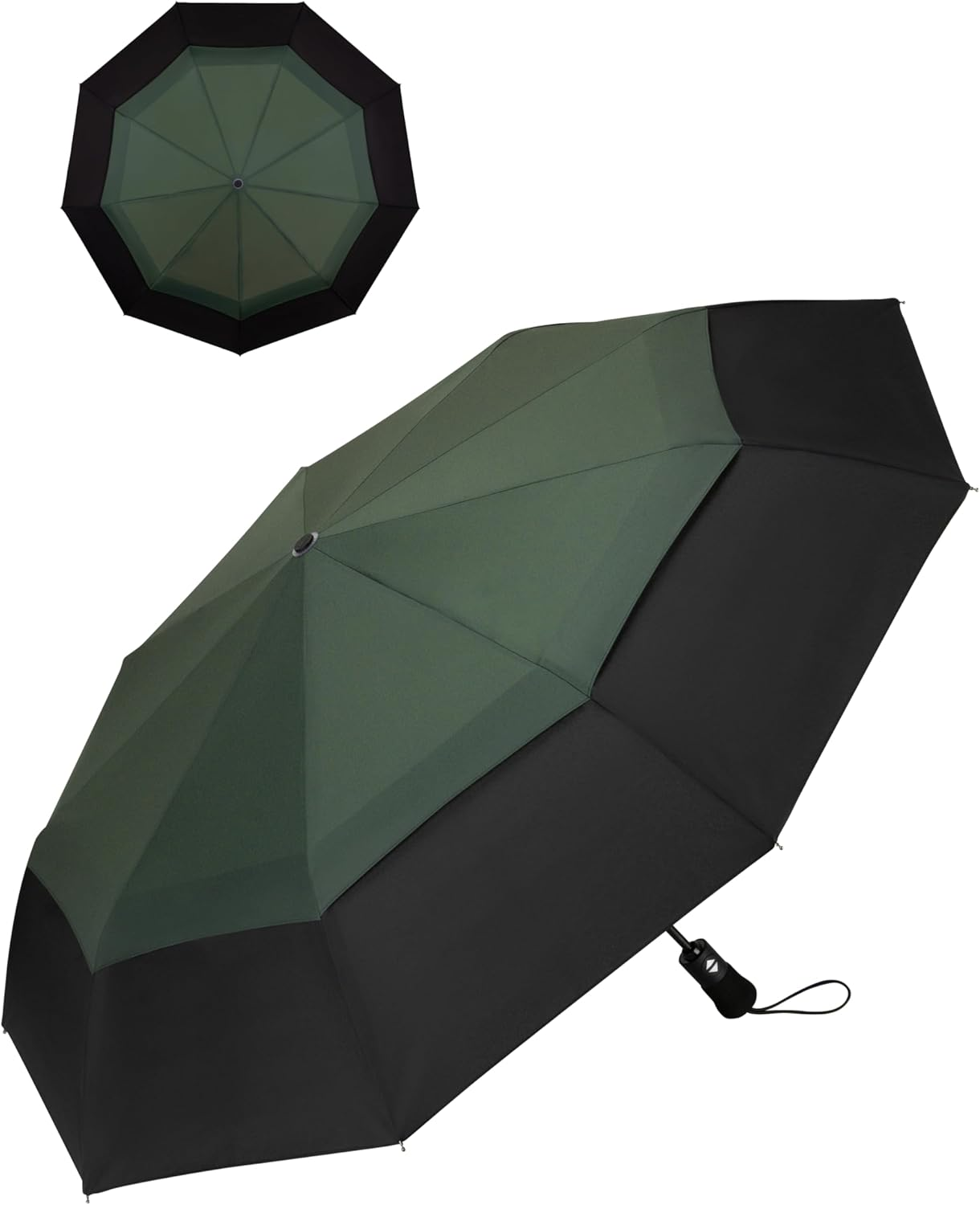 Travel Inverted Umbrella Compact Windproof- Automatic Reverse Umbrellas for Rain - Men and Women, Folding Portable Teflon Coating 47Inch Span, 10 Rids Large Umbrella
