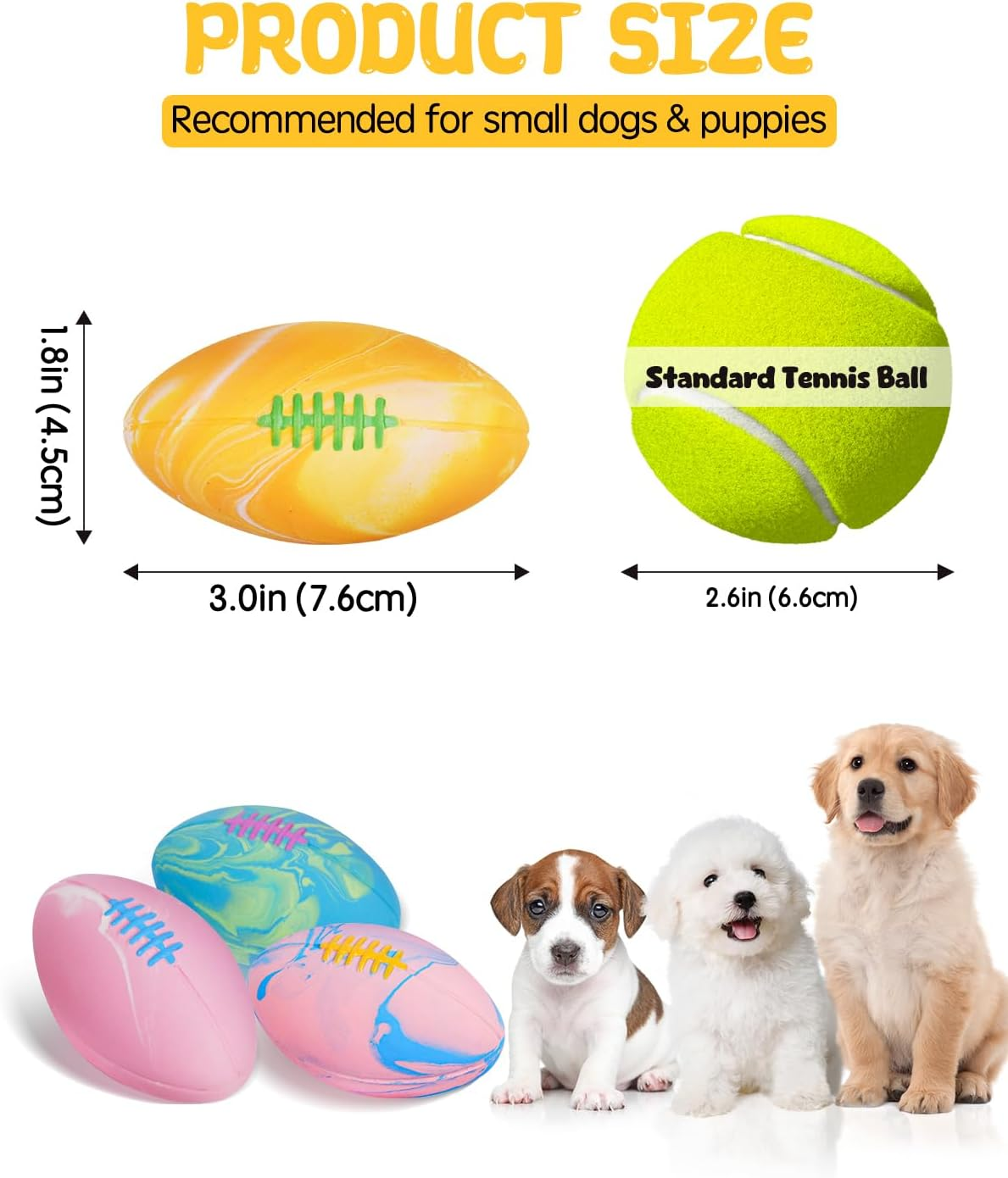 Dog Squeaky Toy Balls, Interactive Squeak Puppy Balls for Fetch Play, Latex Rubber Pet Toy for Puppies Mini Breed Small Dogs image number 3