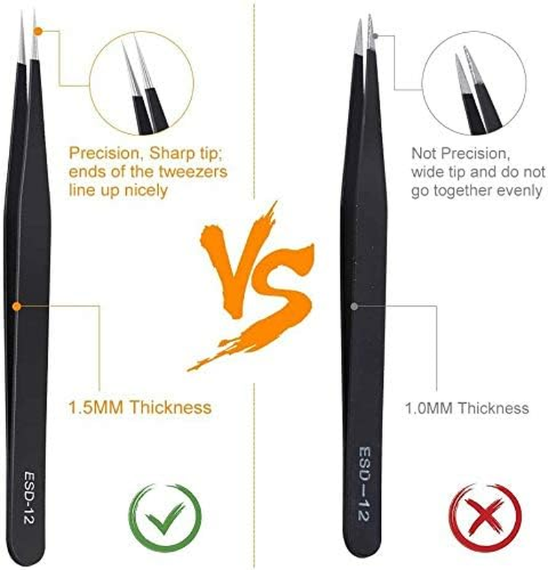 6 Pcs ESD Anti-Static Tweezer Set Tweezers Maintenance Tool Stainless Steel AU image number 6