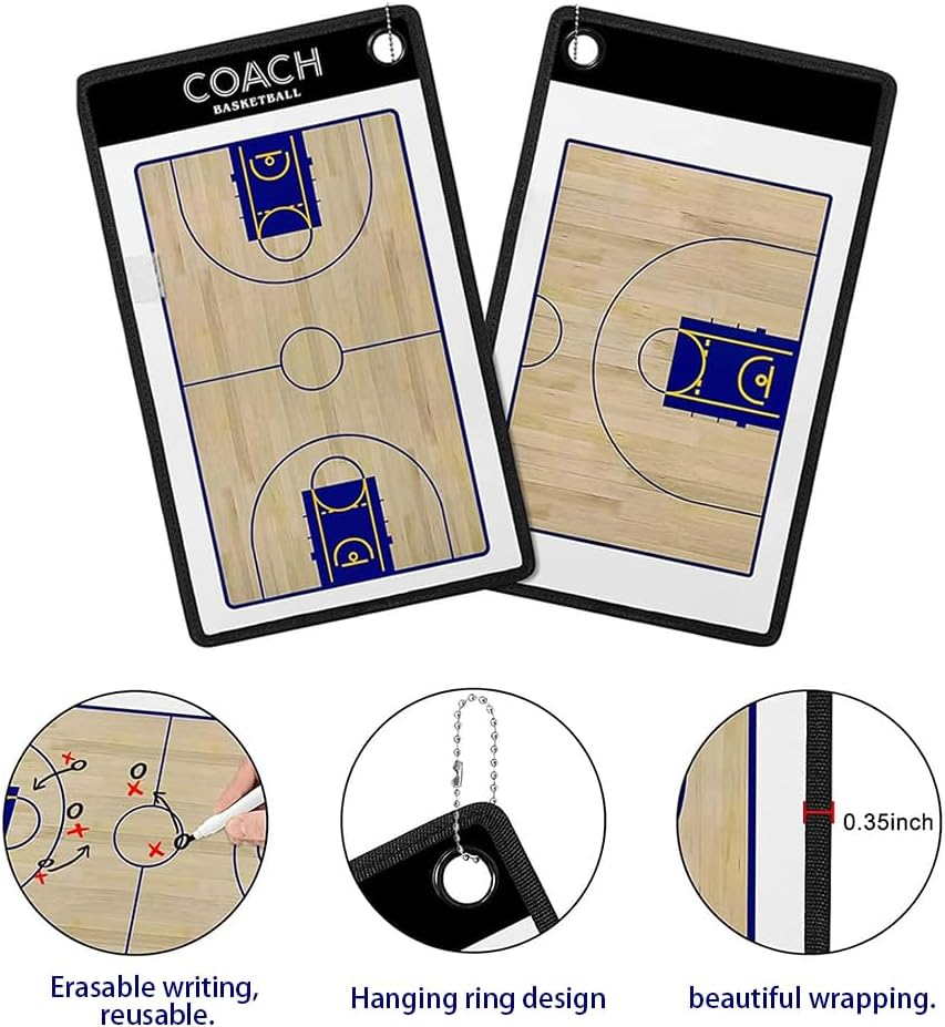 Basketball Dry Erase Board, Coaches Clipboard, Basketballer Coaching Board, Erasable Board, Tactical Marker Board for Coaches with Magnets, Marker Pen image number 2