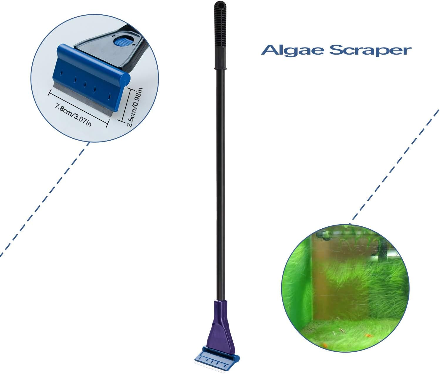 Lysport 5 in 1 Complete Aquarium Fish Tank Cleaning Set Fish Net + Rake + Scraper + Fork + Sponge Brush Glass Aquarium Cleaner Tool Kit image number 3