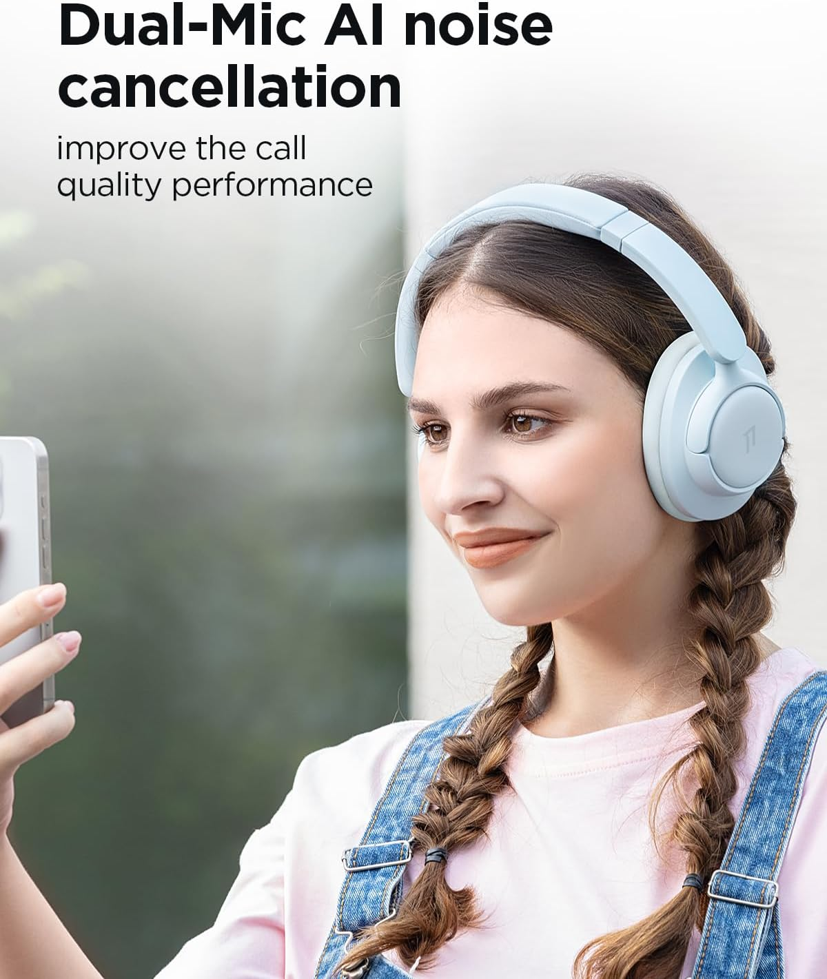 1MORE HQ31 Bluetooth Headphones Over-Ear, Hybrid Active Noise Cancelling Headphones with Hi-Res Audio, Wireless on Ear Headphones, Wired Mode Available, Preset EQ, Multipoint Connection, 90H (Blue) image number 5