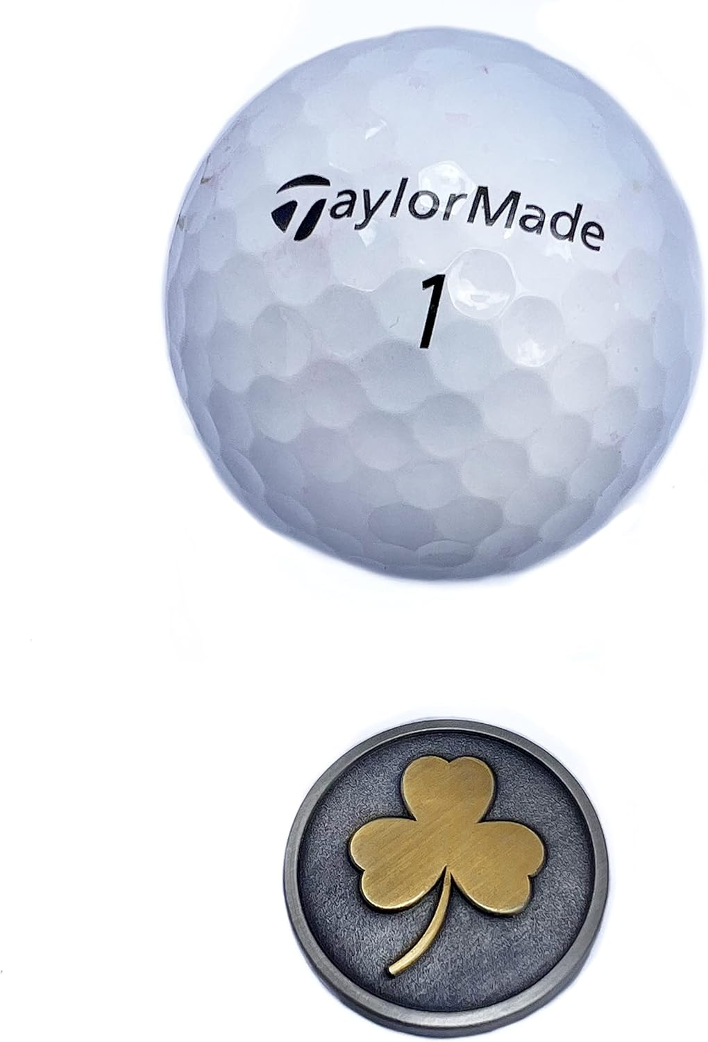 Full Metal Markers Shamrock Clover Unique Magnetic Metal Golf Ball Marker with Hat Clip