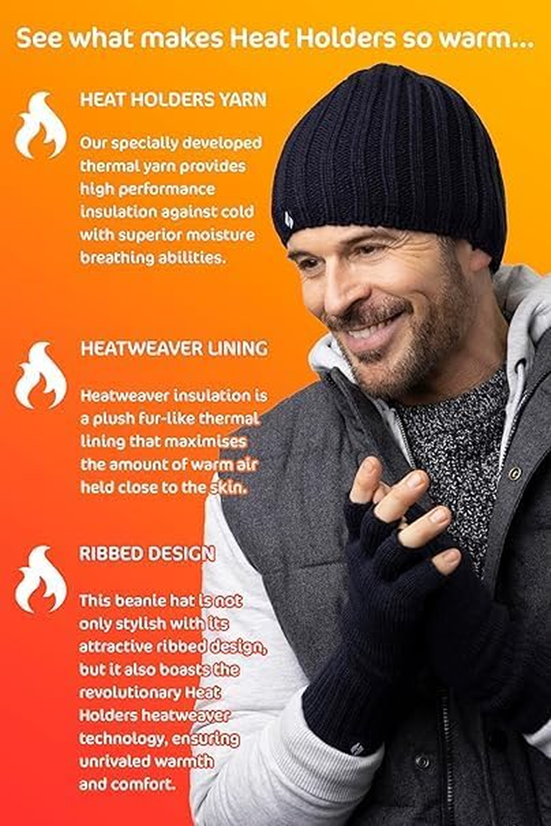 HEAT HOLDERS | Sockshop | Halden Thermal Beanie | Winter Warmth | Soft Knit & Insulated Lining | Men'S One Size - Charcoal Twist image number 5