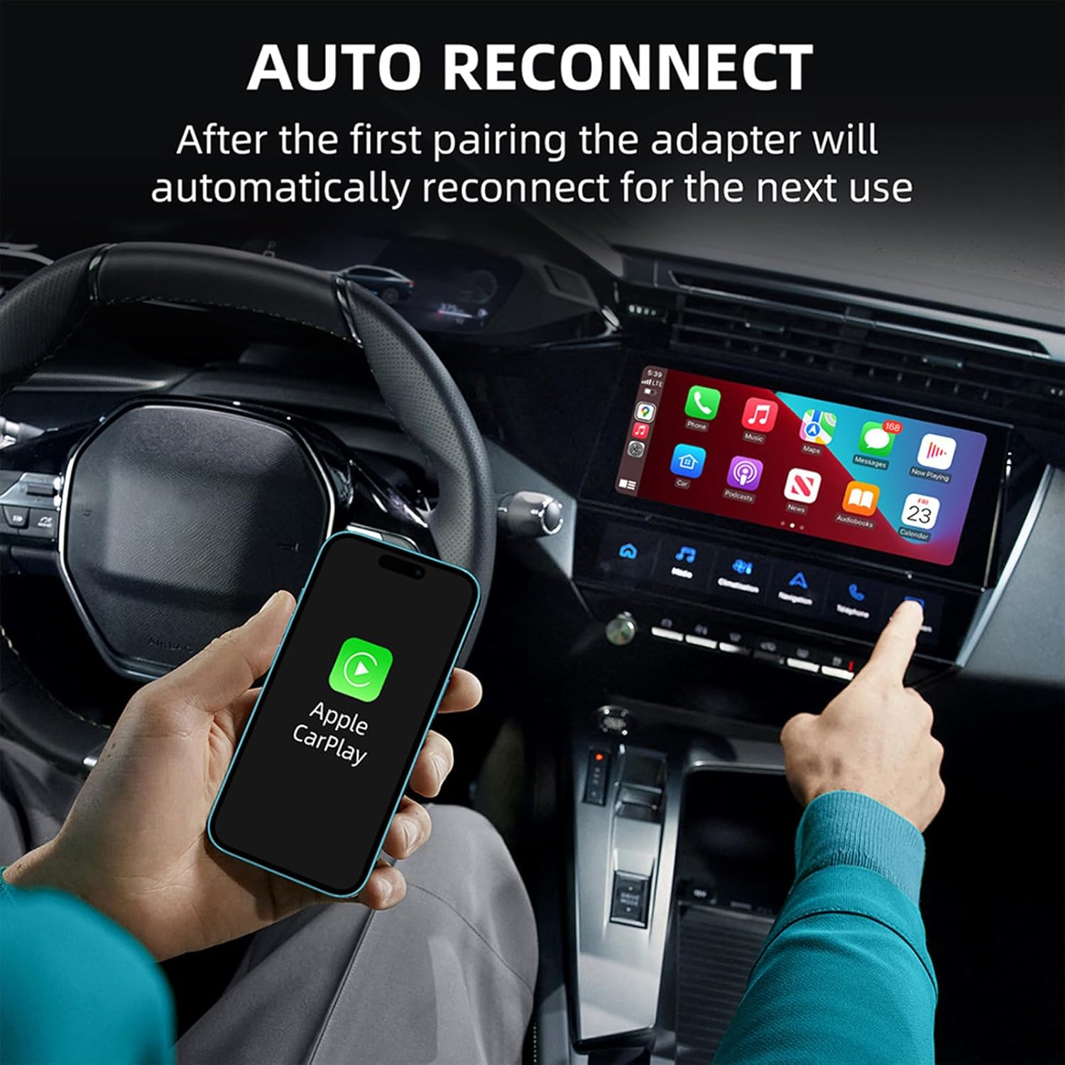 2-In-1 Wireless Carplay Adapter and Android Auto Kit,Plug & Play for Apple Carplay Wireless Adapter and Android Auto via USB-A/C