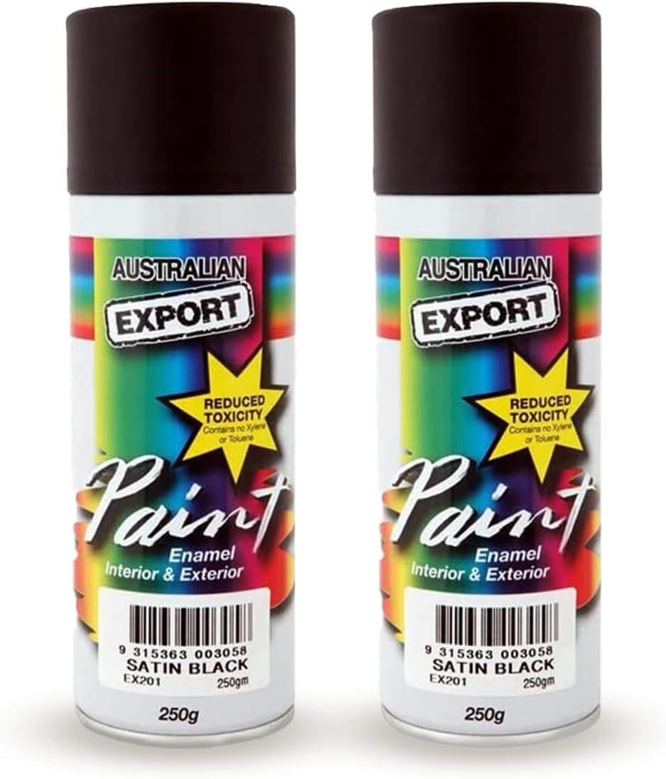 [2PCE] Australian Export Aerosol Spray Export Paint Black Satin, Effective and Durable Coating Solution, Quick-Drying and Long-Lasting Formula for Professional Results -250G