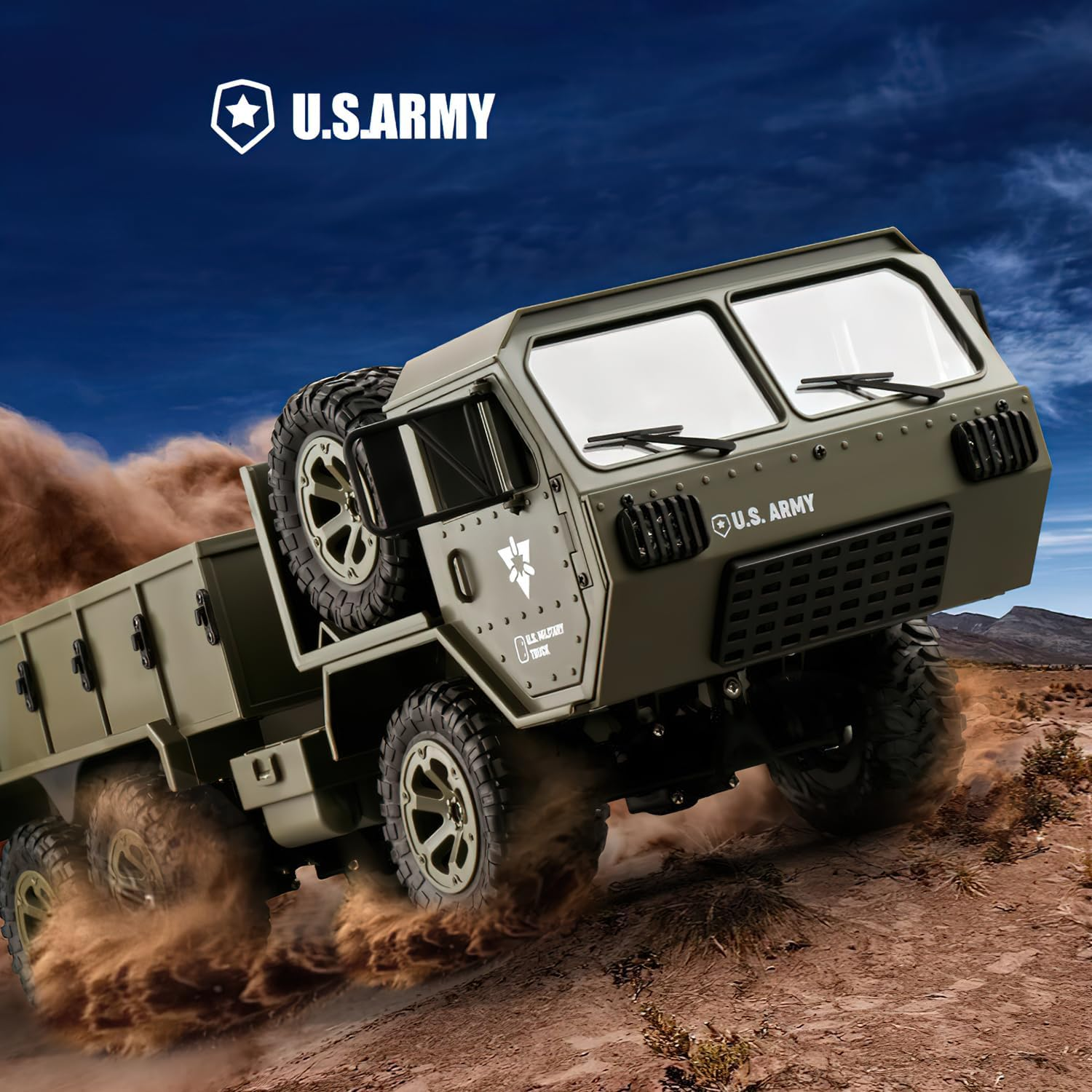 RC Military Truck 6X6 off Road Military Armored Vehicle Heavy Expanded Mobility Tactical Truck 1/12 Remote Control Crawler Military Transport Truck 6WD All Terrain Vehicle Electric Toys Hobby image number 4