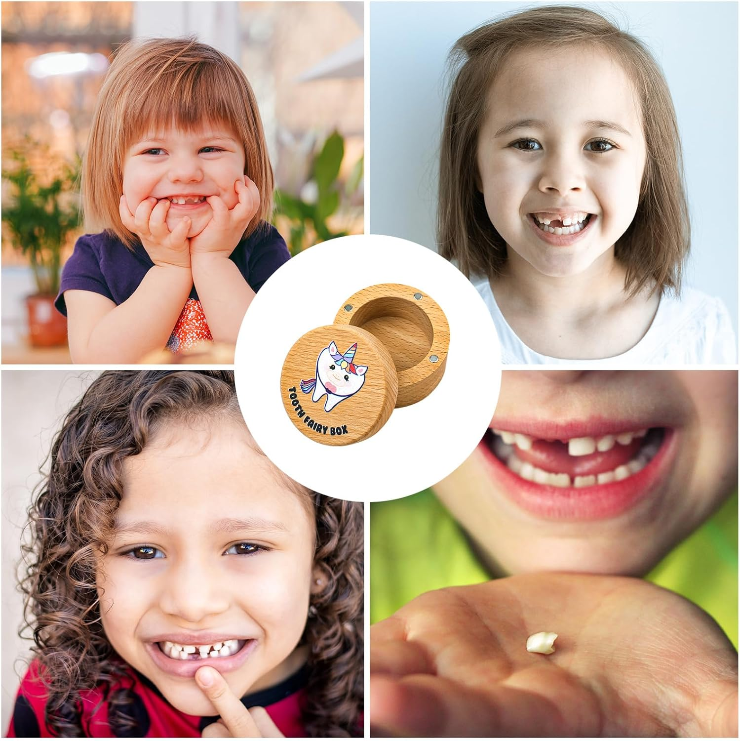 XIHIRCD Magnetic Tooth Fairy Box for Boys Girls, Wooden Tooth Keepsake Box for Lost Teeth Cute Tooth Holder First Tooth Storage Box Birthday Souvenir Gift (Unicorn) image number 5