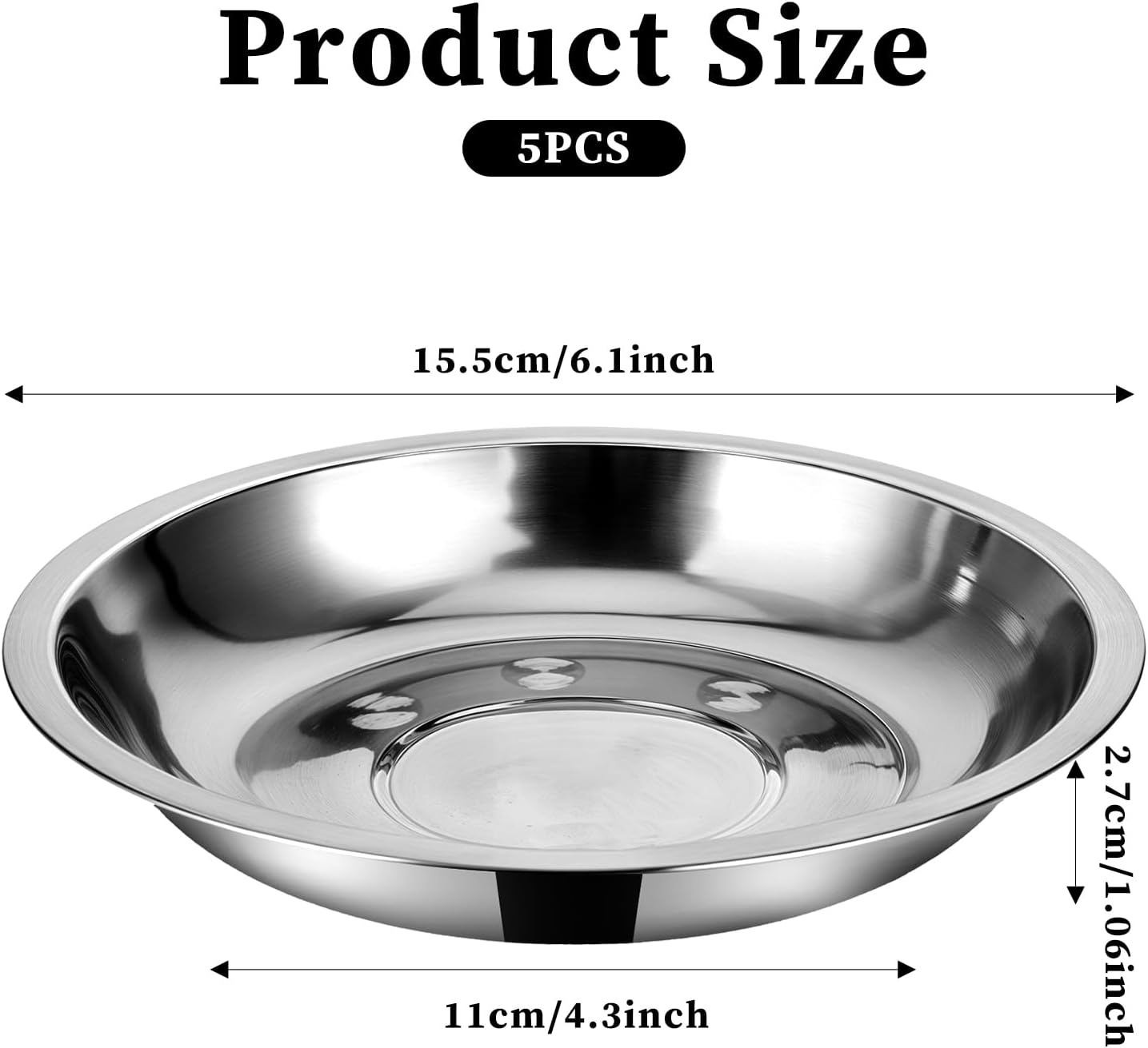 5Packs Cat Food Bowl 5.9Inch Stainless Steel Cat Food Bowl Shallow and Wide Cat Wet Food Bowl Pet Feeding Bowl Kitten Food Bowl Replacement Basic Small Dog Bowl for Indoor Kitten Puppy Small Dog image number 5