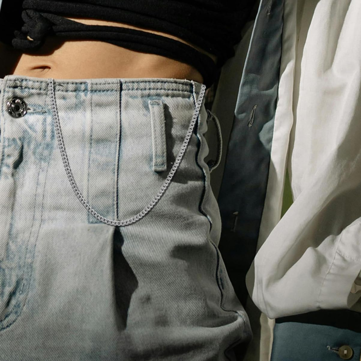 TOGEVAL Wallet Chain for Men Heavy-Duty Secure Keys Holder Functional Jeans Pocket Watch Chains Decorative Lobster Clasp image number 3