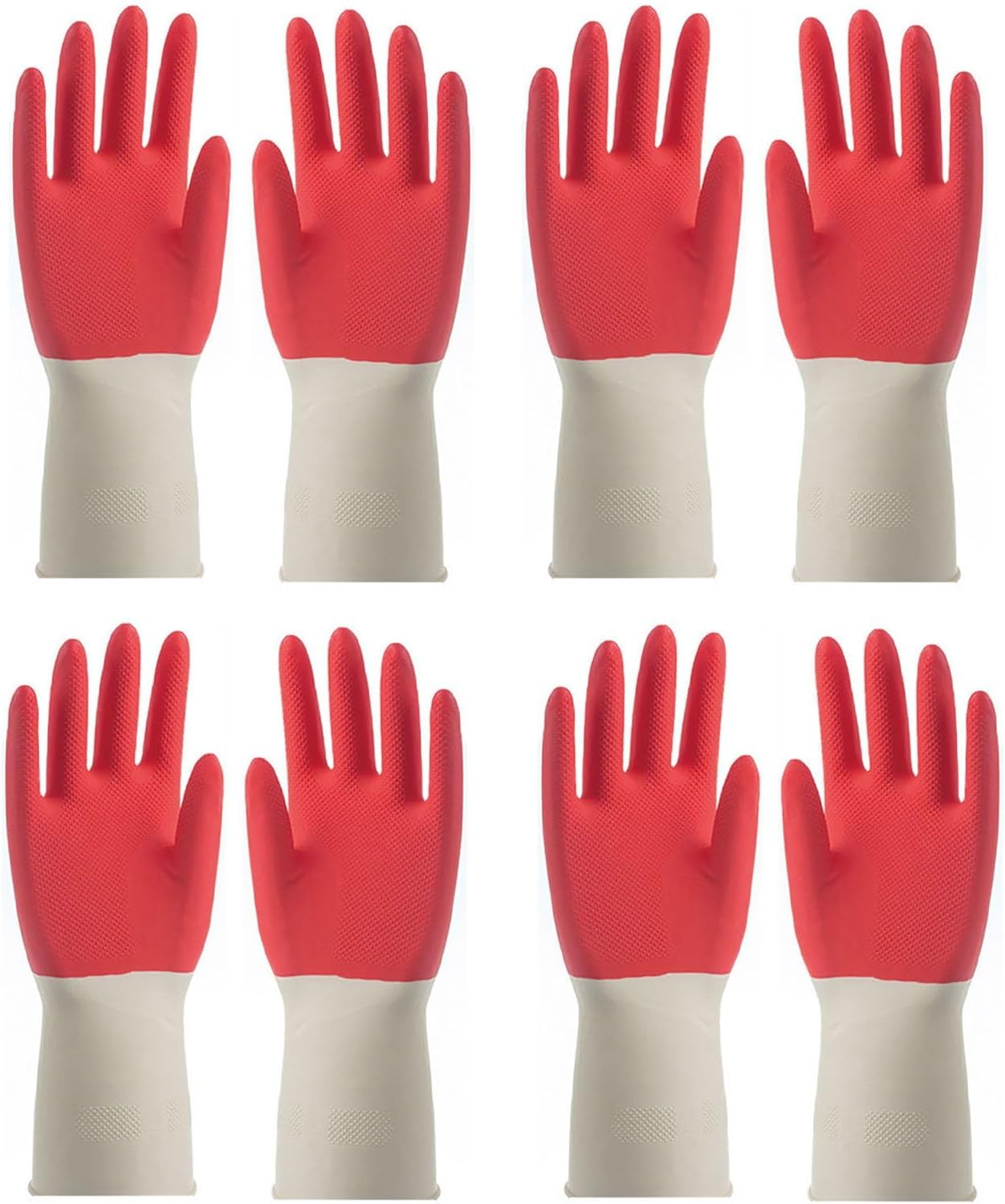 TJSCFY Thick Rubber Gloves for Cleaning Waterproof 4 Pairs Dishwashing Gloves for Kitchen Household Dish Gloves Reusable(Blue,4 Pairs_Xl)