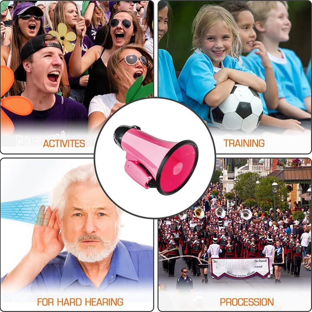 Utopially 2X 25 Watt Compact Speaker PA Bullhorn - with Built-In Siren, Voice Recorder, Bottle Opener,Pink image number 4