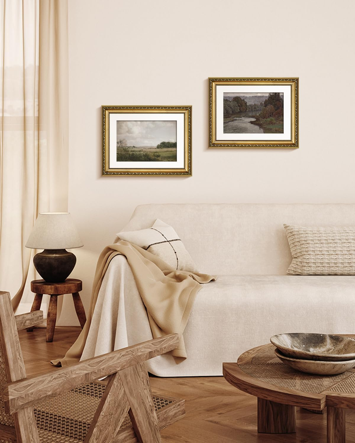 VIYYIEA Vintage Gold Framed River Wall Art, Bedroom Living Room Nature Scenery Picture Wall Decor, Canvas Prints, Antique Frame Landscape Paintings Home Classic Decor,11X14 Inch image number 6