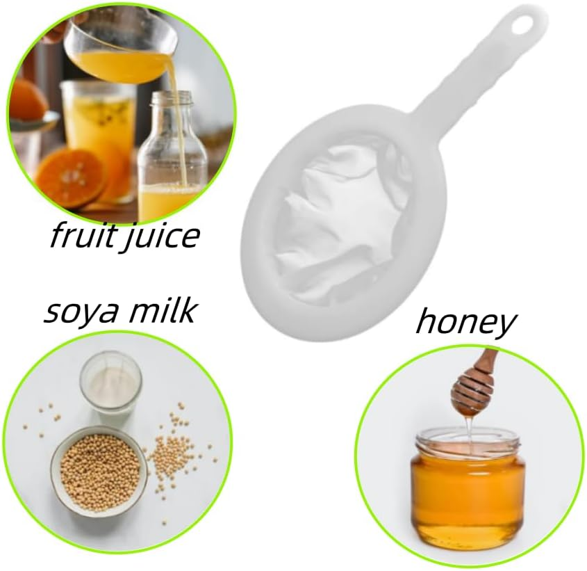 GYWHOOFT Food Filter Strainer, 3 Pcs Fine Mesh Strainers Nylon Sieves 100/200/400Mesh Kitchen Colanders with Handles Ideal for Filtering Coffee, Juice, Oils, Soy Milk image number 1