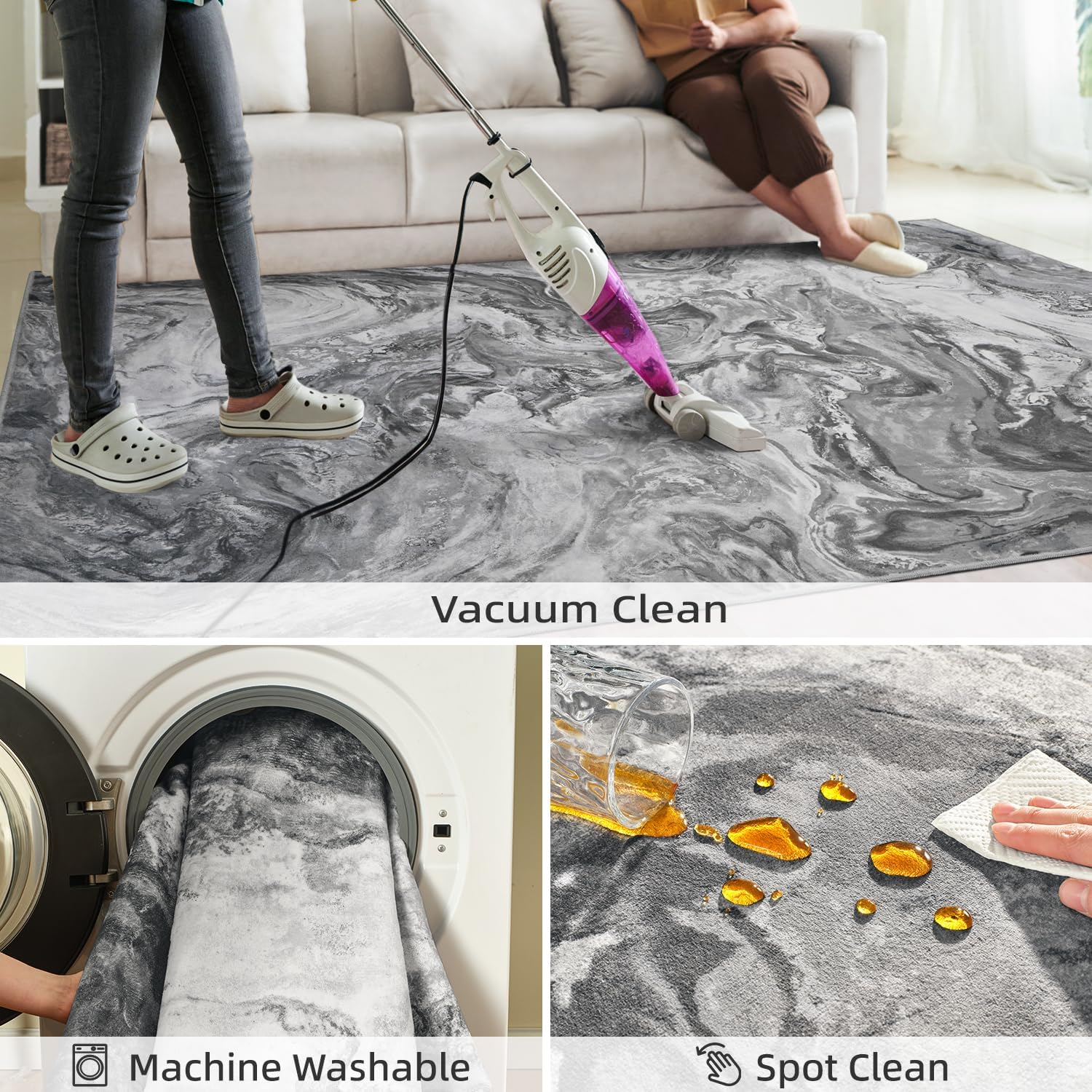 8X10 Area Rugs for Living Room, Modern Abstract Rug for Bedroom, Contemporary Machine Washable Rug image number 4