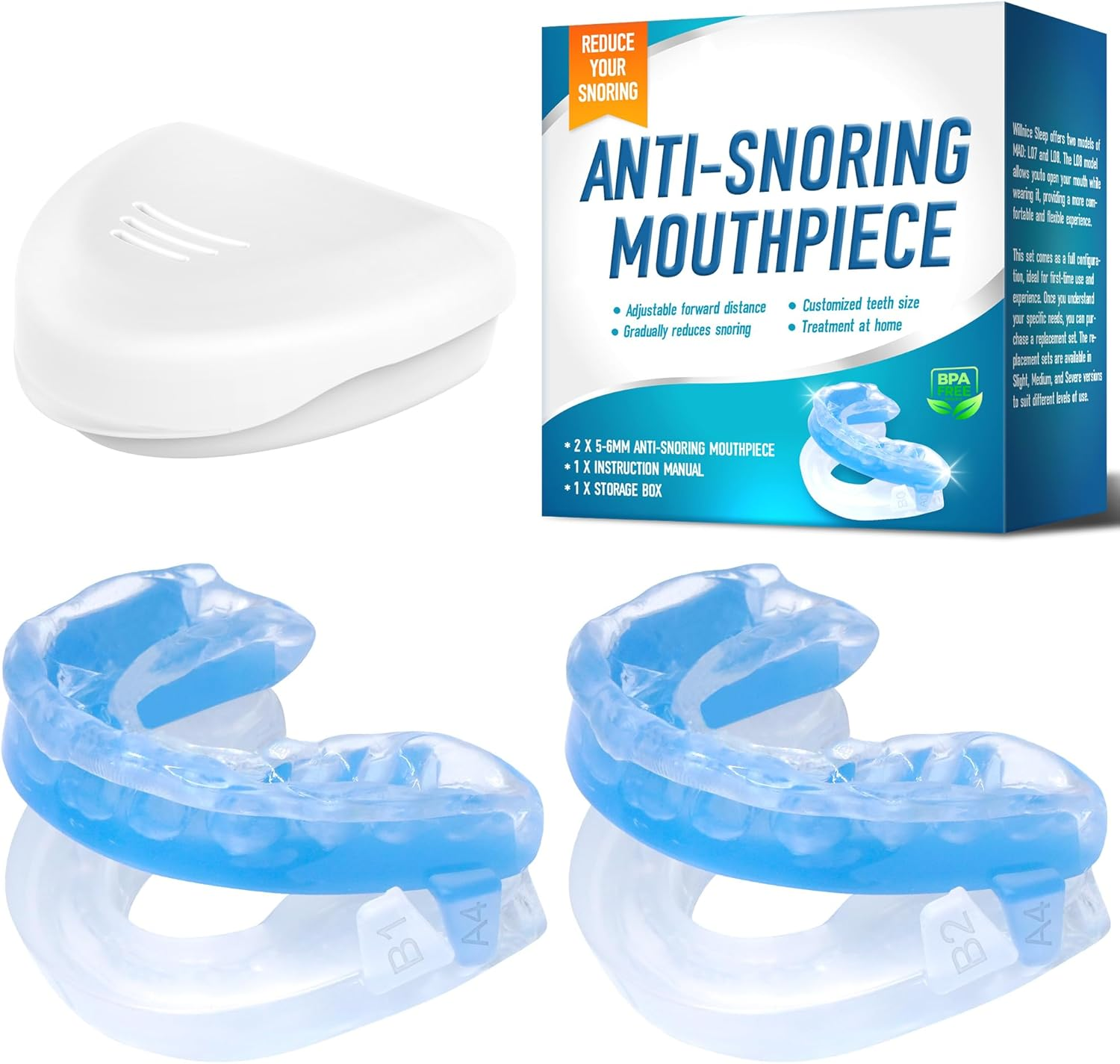 Airsmart anti Snoring Mouthpiece, Moldable and Personalized anti Snoring Mouth Guard, Effective Snoring Prevention Device, Comfortable Fit for Most of Mouth, Severe Snoring Version