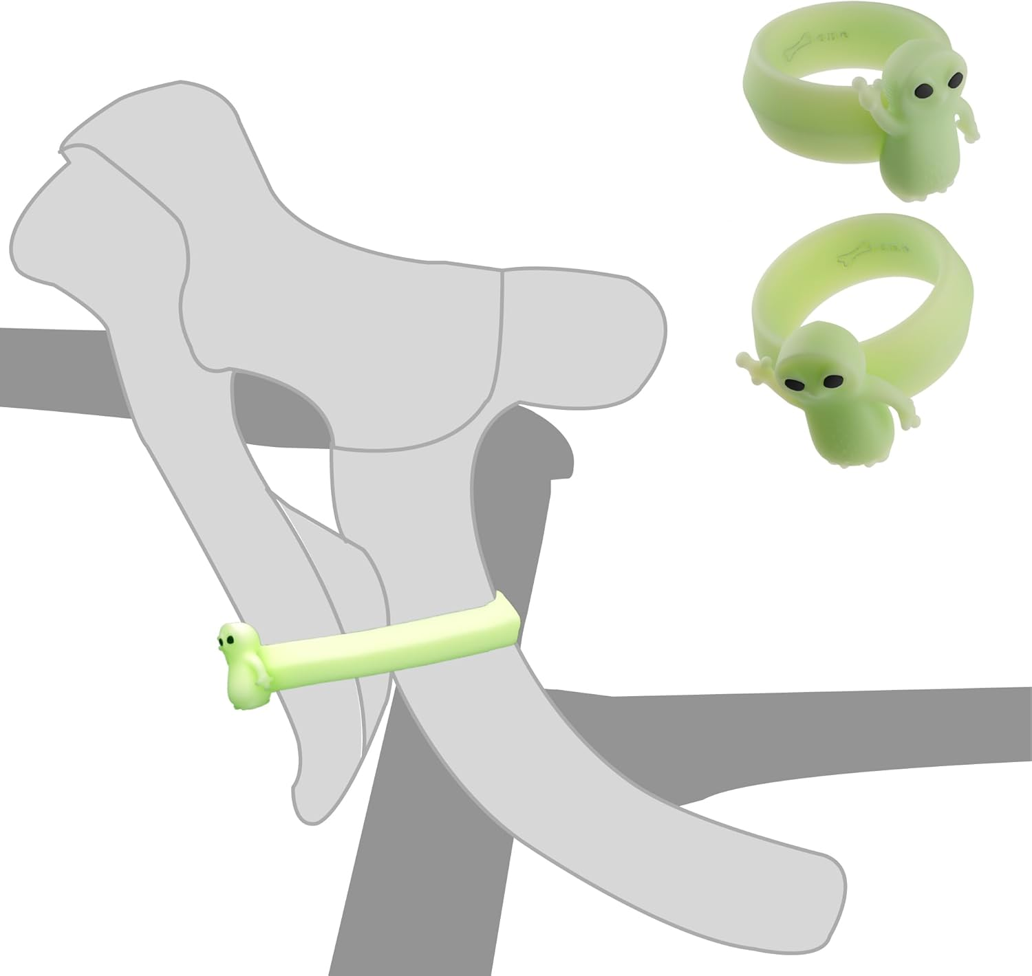 BONE Brake Tie (2 Packs), Bike Brake Lever Rubber Bands, Elastic & Durable Silicone Ring Strap on Grips or Handlebars, Cute Cartoon Duck Parking Handbrake Ties for Kids & Adults (2-Pack - Patti Duck)