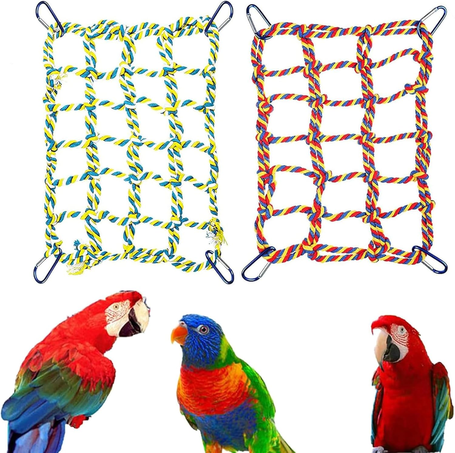 2 Pcs Bird Rope Net,32 X 25Cm Rat Climbing Rope Net,Small Animal Rope Net Cage Accessories for Rat Hamster Bird Ferret image number 3