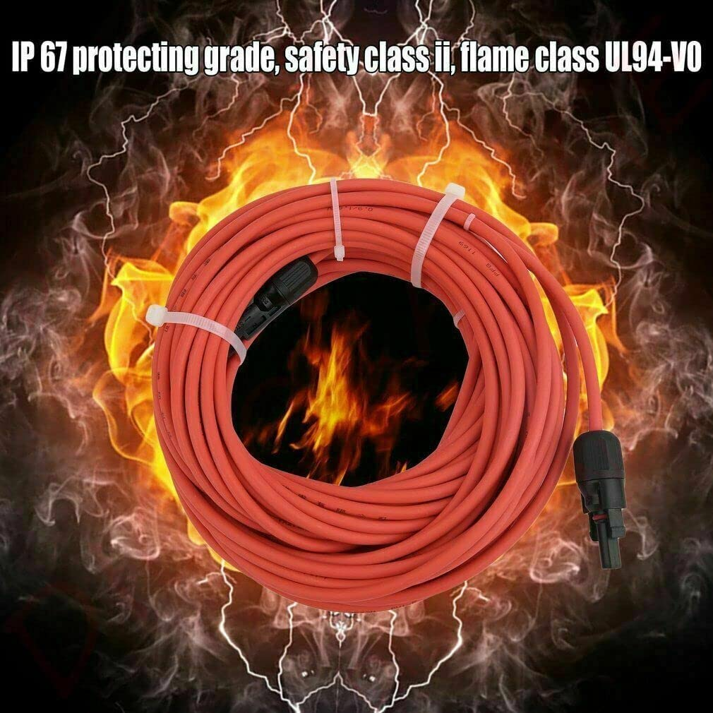 DIGISHUO 5M 6Mm&sup2;/10 AWG Solar Extension Cable with Female and Male Connector | 1 Meter Solar Panel Extension Cable Wire Adapter Kit | 1 Pair Red and Black image number 3