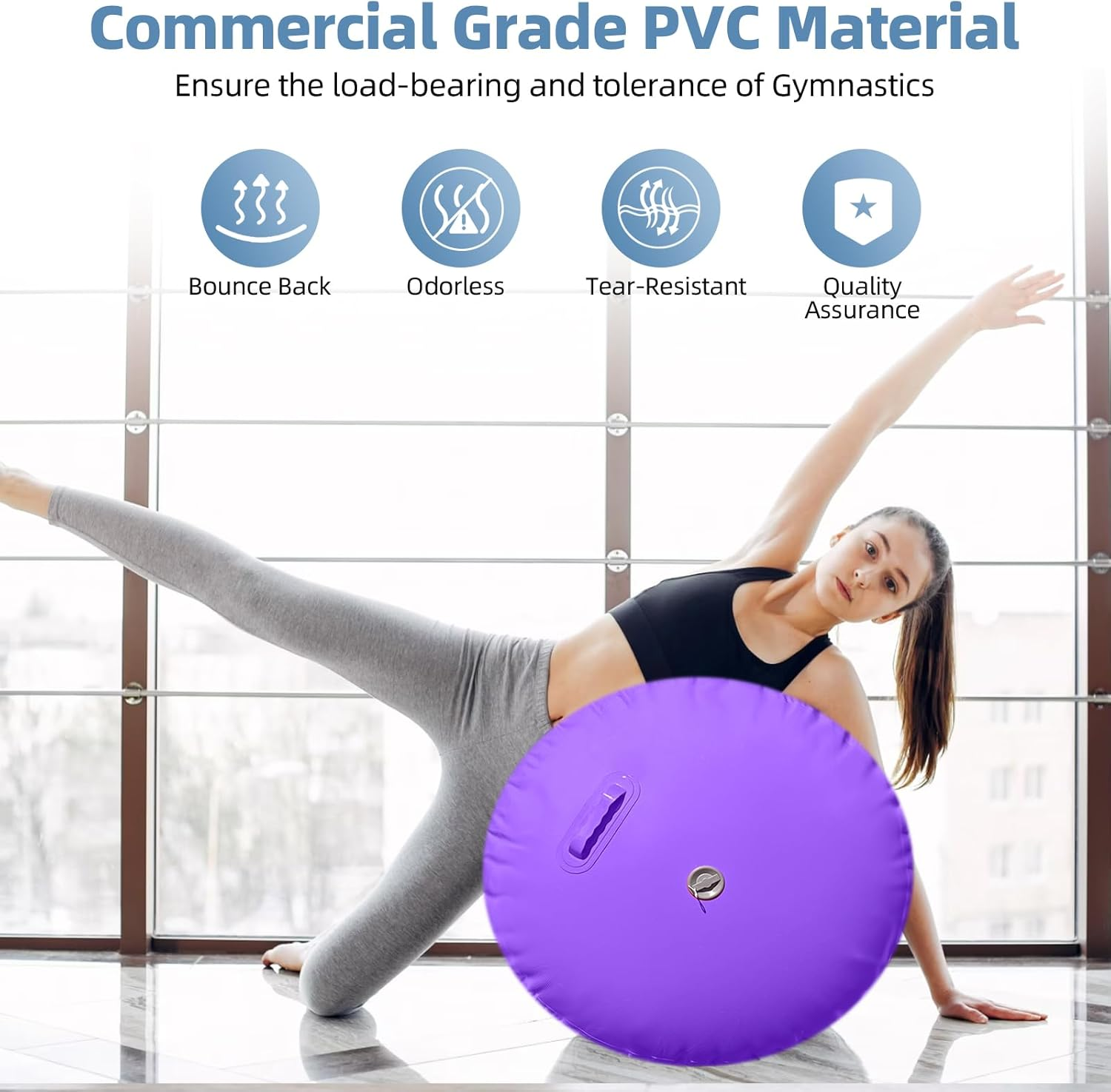 Air Roller Gymnastics Barrel Backhandspring Training Air Barrel Gymnastics Roller for Tumbling Cheerleading Training Yoga Gym with Manual Air Pump image number 4