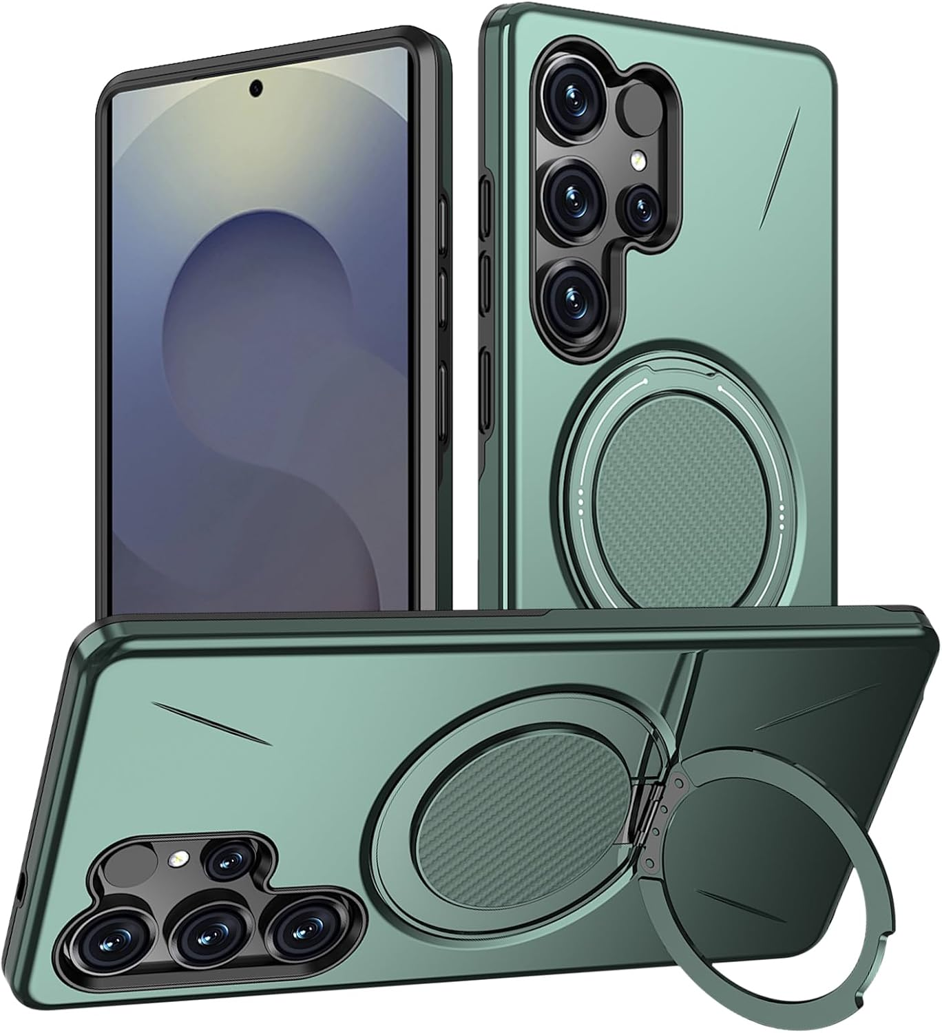 Vanki Case for Samsung Galaxy S25 Ultra Compatible with Mag-Safe Samsung S25 Ultra Mobile Phone Case Magnetic with 360 Degree Ring Stand S25U Protective Case Made of Flexible TPU and PC Double