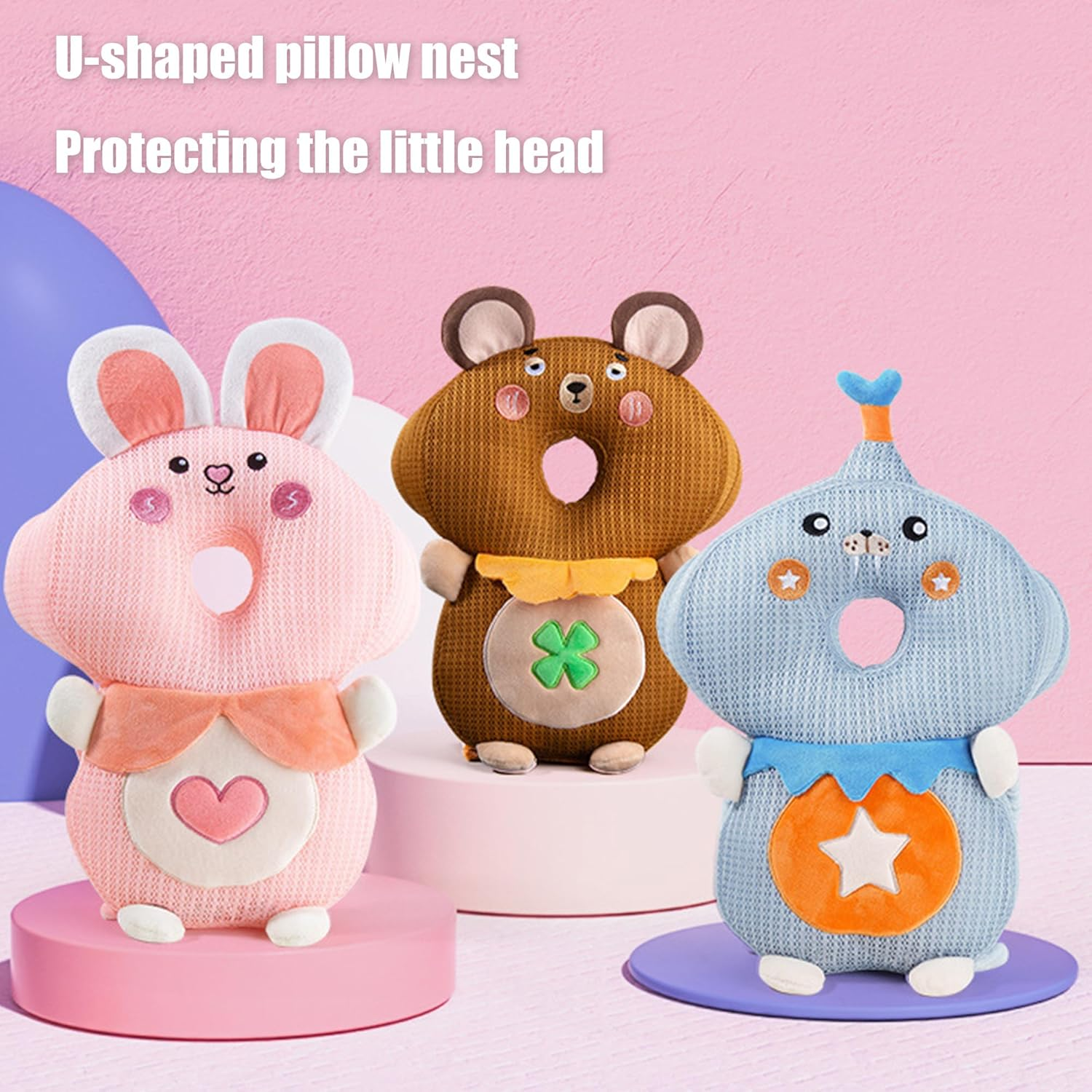 Baby Head Protector Backpack,Head Protection Safety,Anti-Collision Head-Protecting Back Pillow,Anti-Fall Hat for Toddler,Blue (A Seal) image number 3