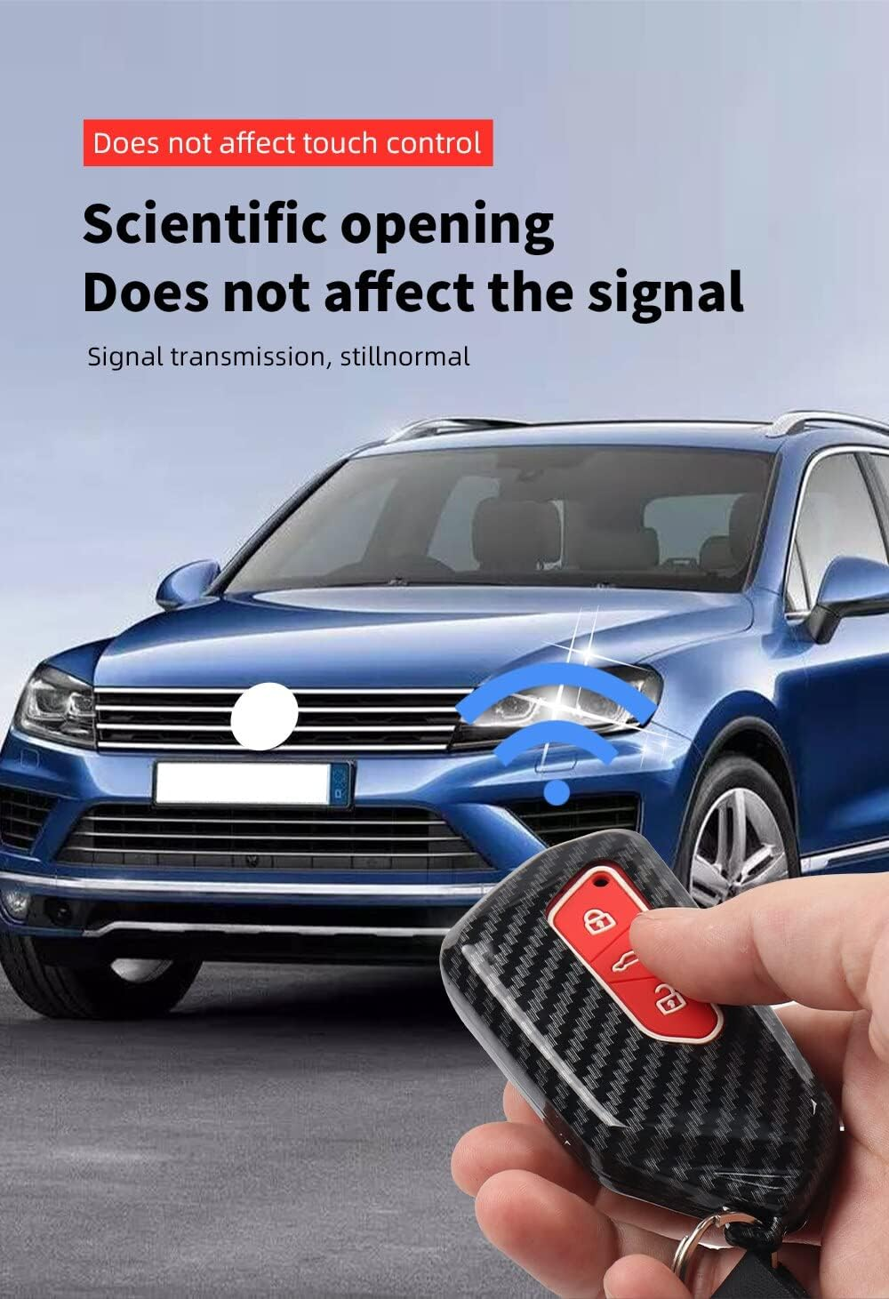 Plastic Car Key Fob Cover Fit for VW ID.3 ID.4 Golf 8 Seat Leon MK4 Tarraco Ateca Skoda Octavia Enyaq 2020-2021 Keyring Accessories Remote Key Case Key Holder Keychain Carbon Black - Carbon Blue image number 6