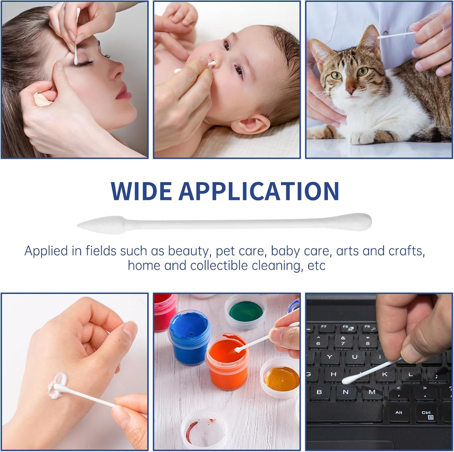 Pointed Tip Cotton Swabs, 800 Count Double Precision Tips Cotton Swabs round Head Cotton Buds with Paper Stick, Cotton Buds for Makeup, Personal Care, Crafts image number 6