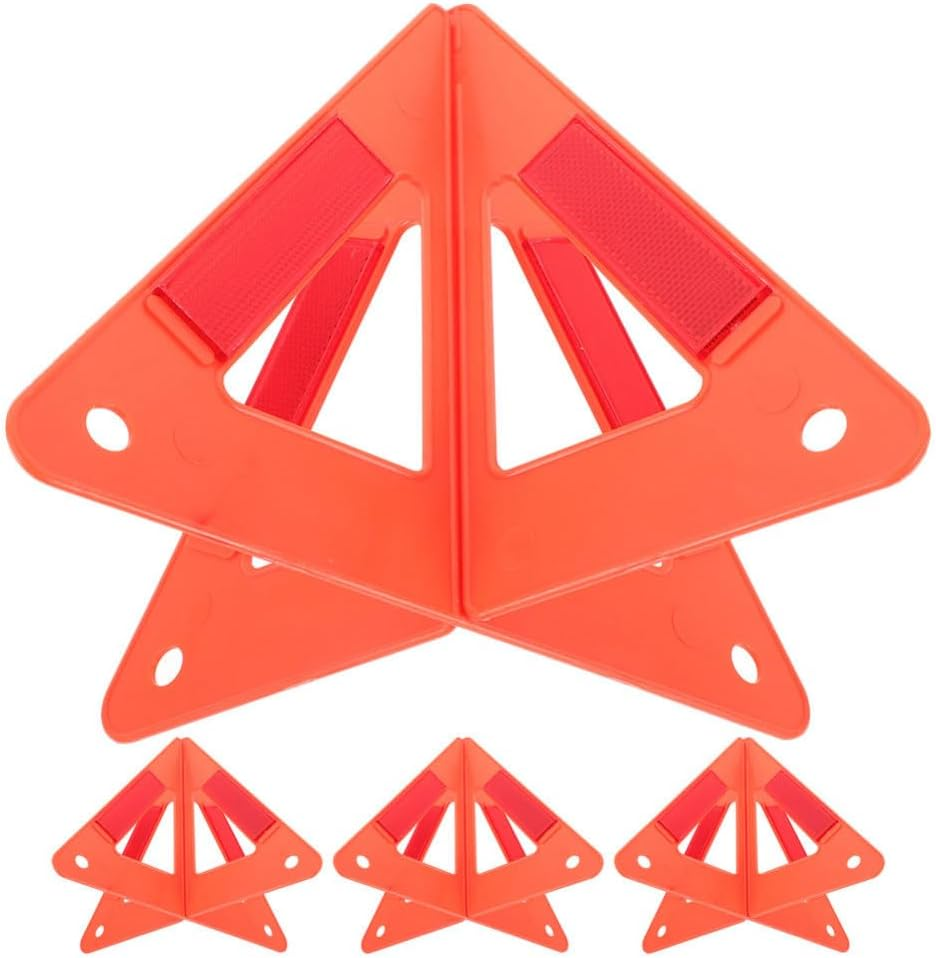 Gatuida Car Road Safety Kit 4Pcs Safety Triangles Reflective Triangle Sign Roadside Reflectors image number 4