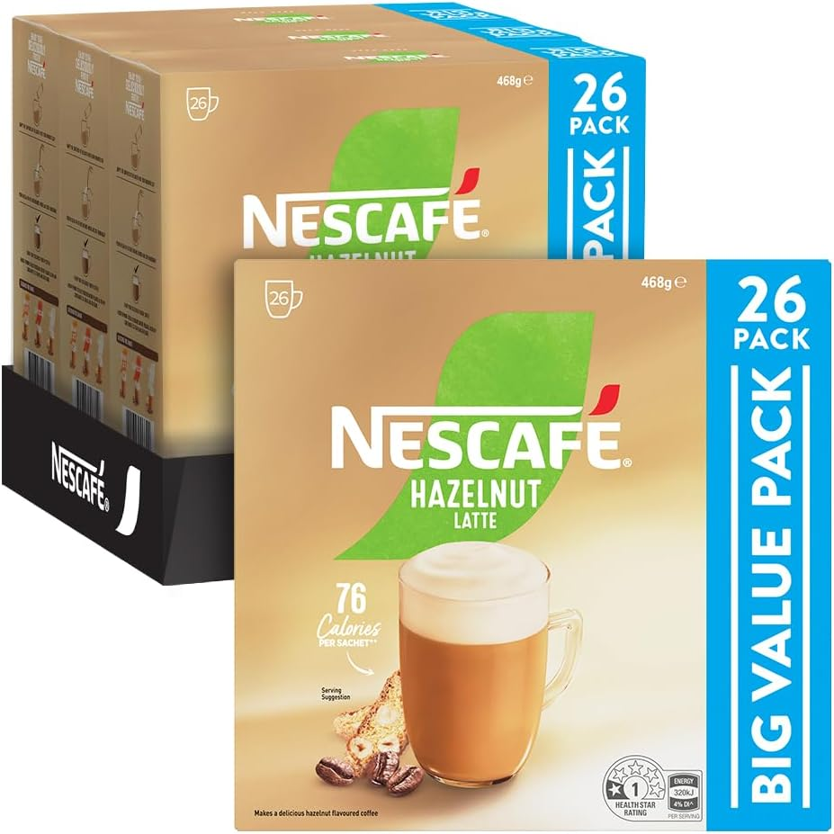Nescafe Hazelnut Latte Instant Coffee Mixes Sachets 78 Pack (3 X 26 Pack) image number 2