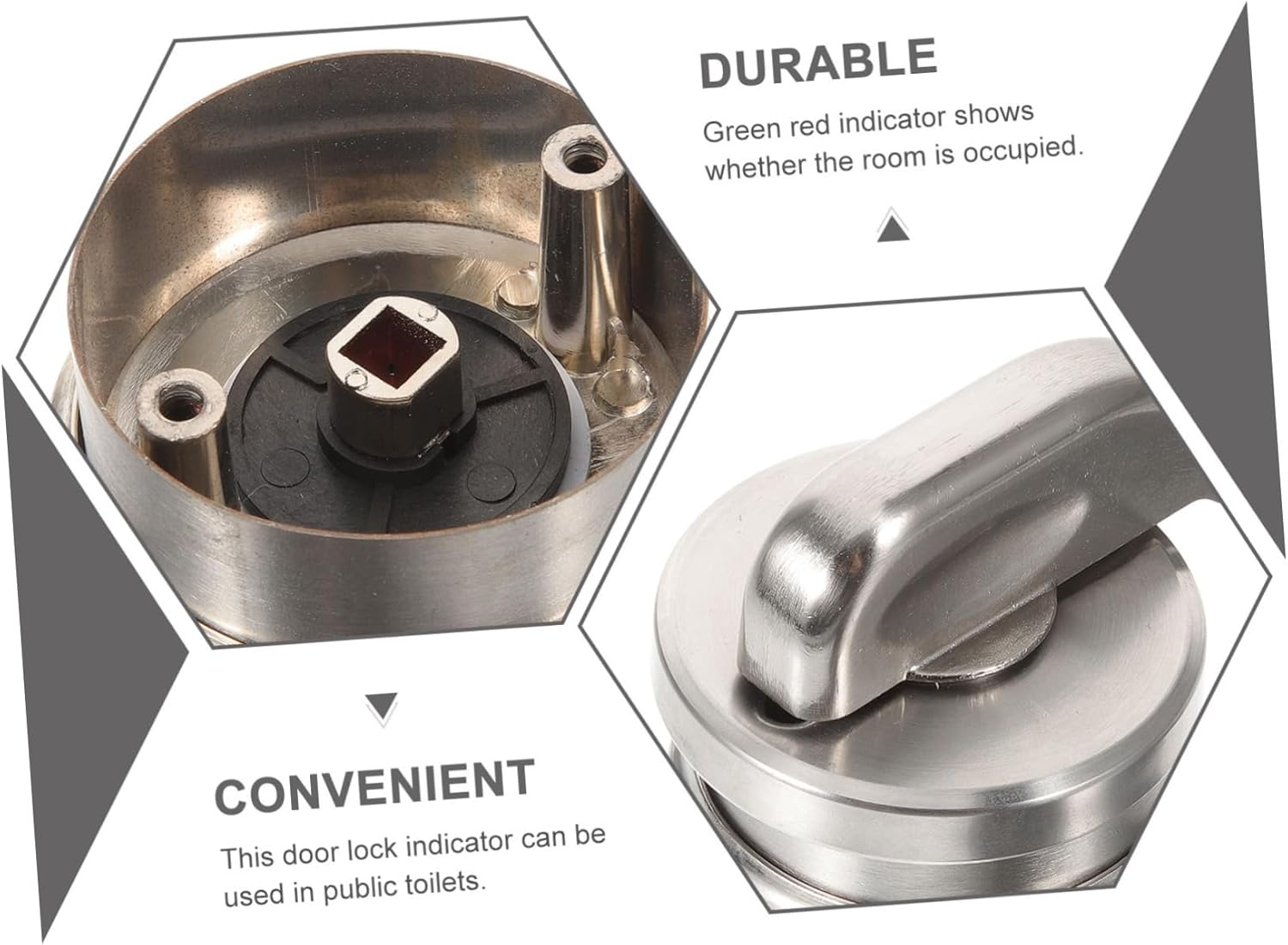 VILLFUL Stainless Steel Toilet Door Lock Hotel Room Door Lock Door Lock for Hotel Rooms Vacant Occupied Sign Door Lock Door Handle Lock Door Lock for Bathroom Zinc Alloy Indicator Lock image number 6