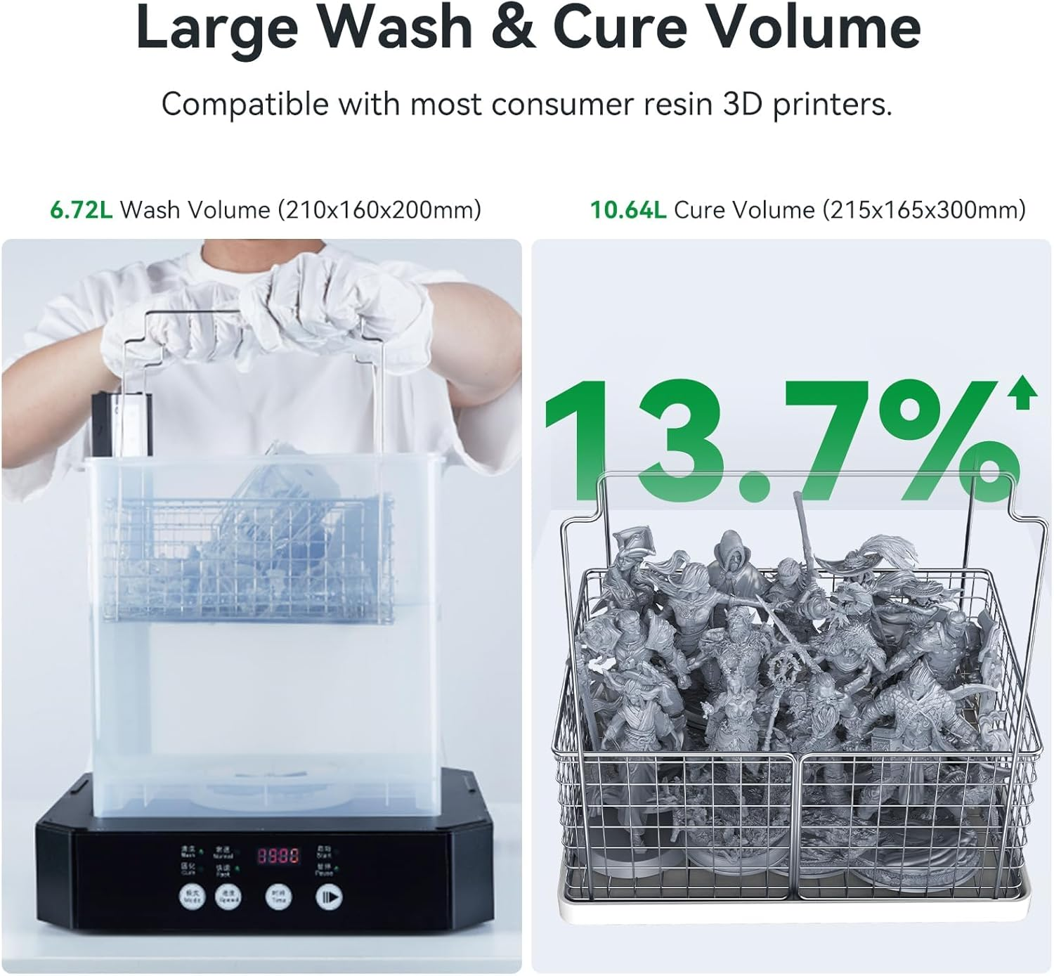 Creality Wash and Cure Station UW-03 2 in 1 Machine Resin 3D Printer Upgraded 405Nm UV Curing Rotary Box Bucket for LCD/DLP/SLA Size 8.26X6.29X7.87In image number 1