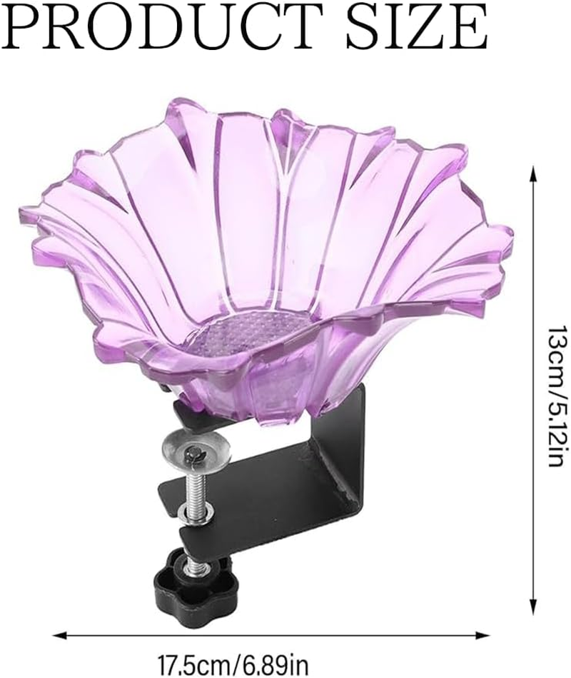 Violet Bird Feeder Stand Set Multi Feeder Hanging Kit,Plastic Carbon Steel Flower Shape,Bird Food Holder Container,For Balcony Porch Railing Bird Feeder image number 1