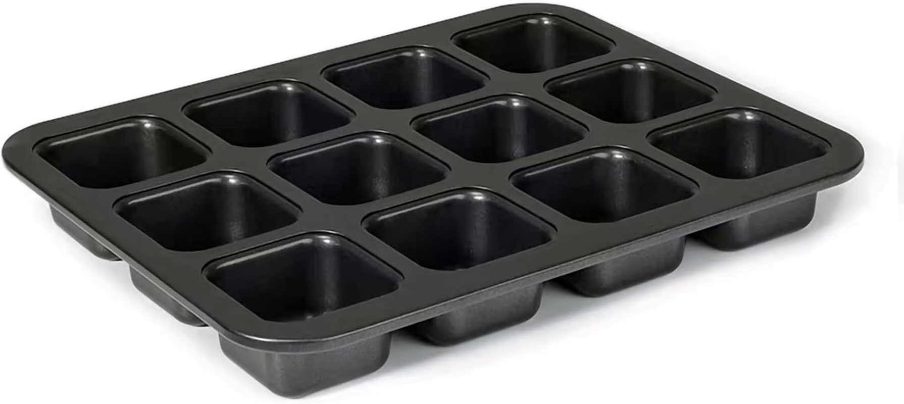Mini Loaf Pan 8-Cavity Carbon Steel Bakeware Non-Stick Bread Baking Tray One-Piece Design (Golden)