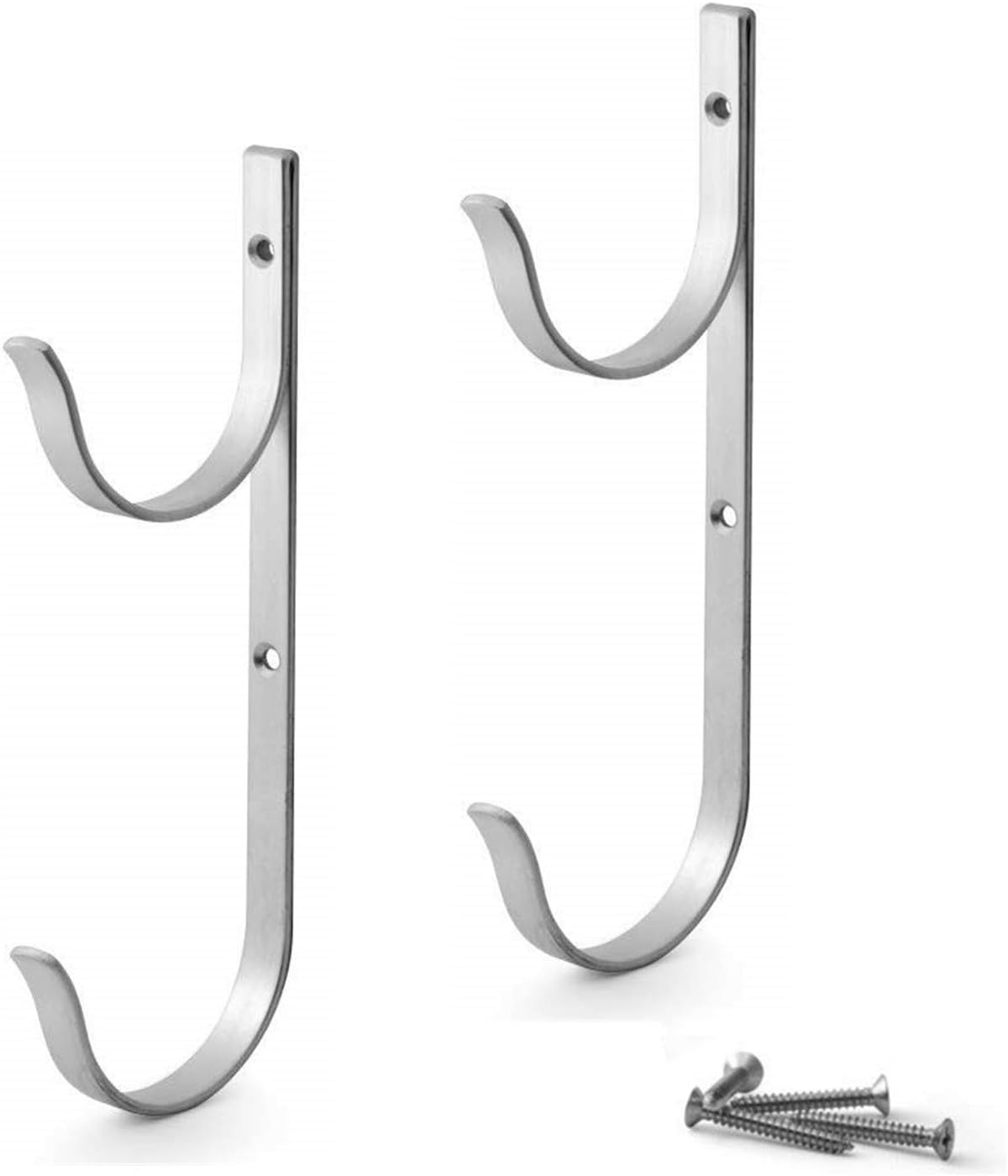 2 Pcs Set Pool Pole Hangers Heavy Duty Black Aluminium Holder with Screws Perfect Hooks for Swimming Pool Telescopic Poles Skimmers Nets Brushes Vacuum Hose Garden Equipment Outdoor Supplies