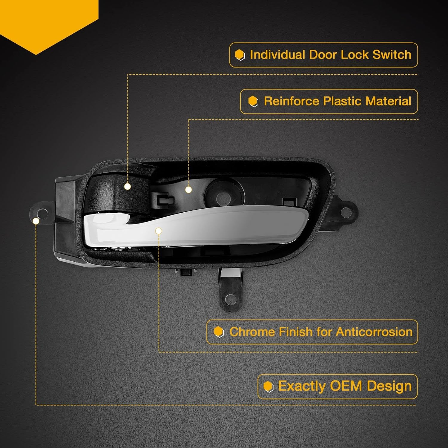 Interior Door Handle Front Rear Left Driver Side | for 2013-2017 Nissan Altima Pathfinder, 2015 2017 Nissan Titan, 2016-2017 Titan XD, 2015-2017 Nissan Murano | Replaces# 80671-3TA0D, 80671-3TA0A image number 3