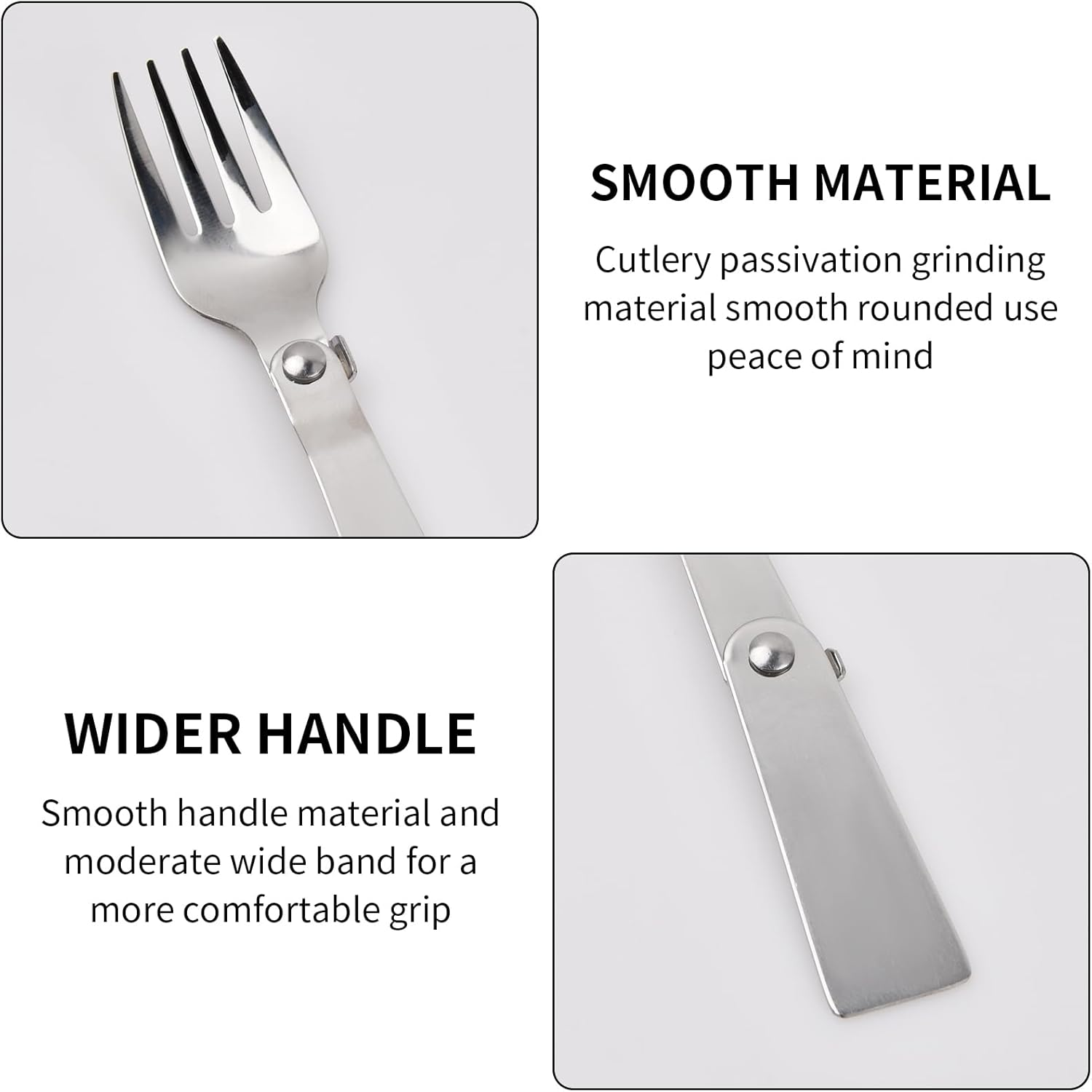 Hoxfly 2-Piece Foldable Stainless Steel Spoon and Fork Set, Includes 2 Cases, Portable Camping Cutlery for Outdoors Picnic Thermos Travel image number 1