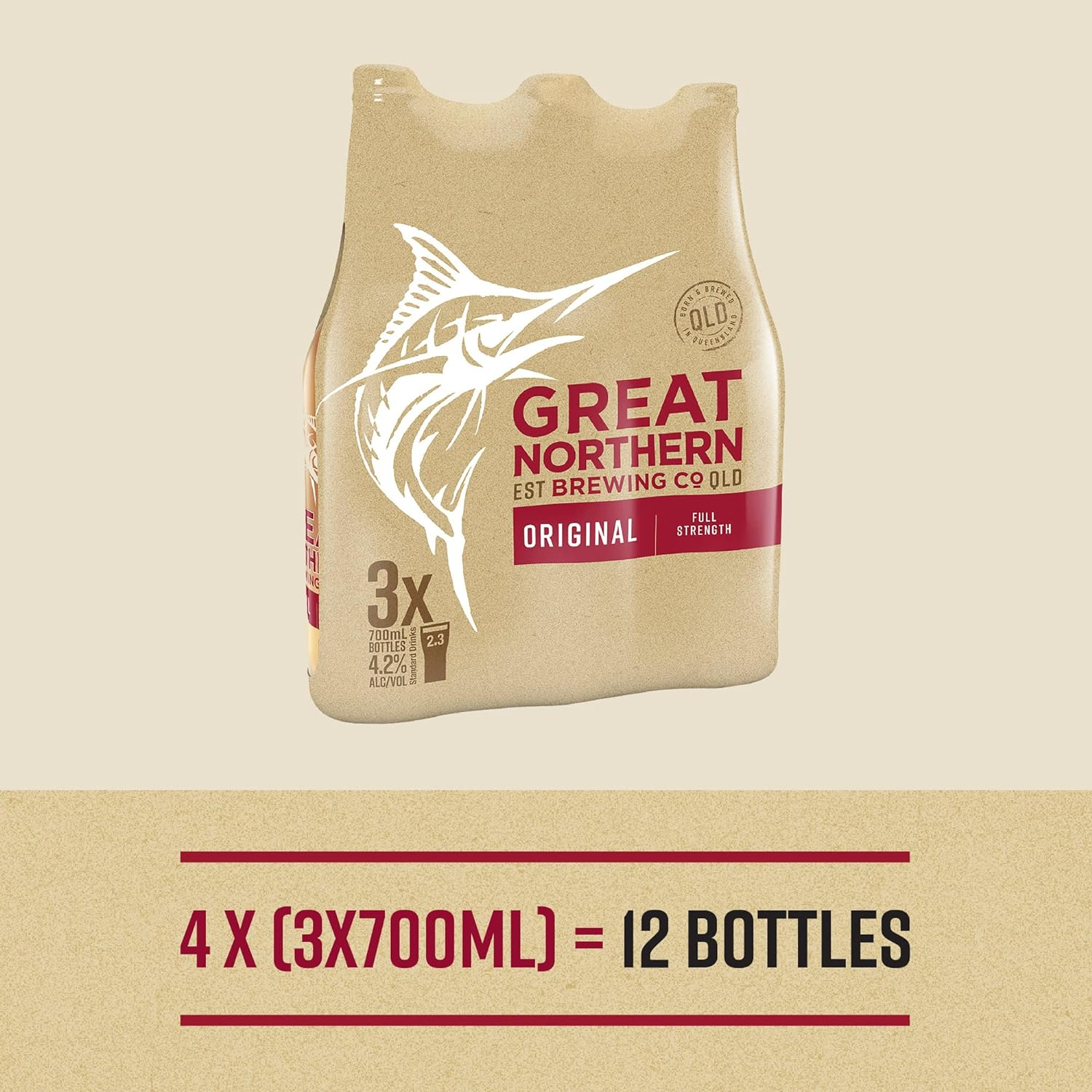 Great Northern Original Lager, Full Strength Beer, Crisp & Refreshing Finish, 4.2% ABV, 700Ml (Case of 12 Bottles) image number 1