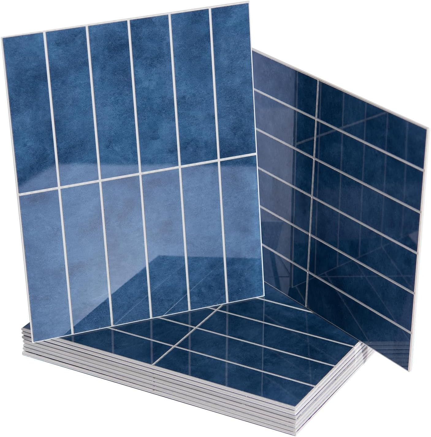 Art3D 10-Sheet Faux Marble Peel and Stick Backsplash Tile for Kitchen Wall Bathroom Countertops, 29X23 CM Stick-On Glazed-Ceramic Finish Resist to Water, Heat and Scratches, Blue