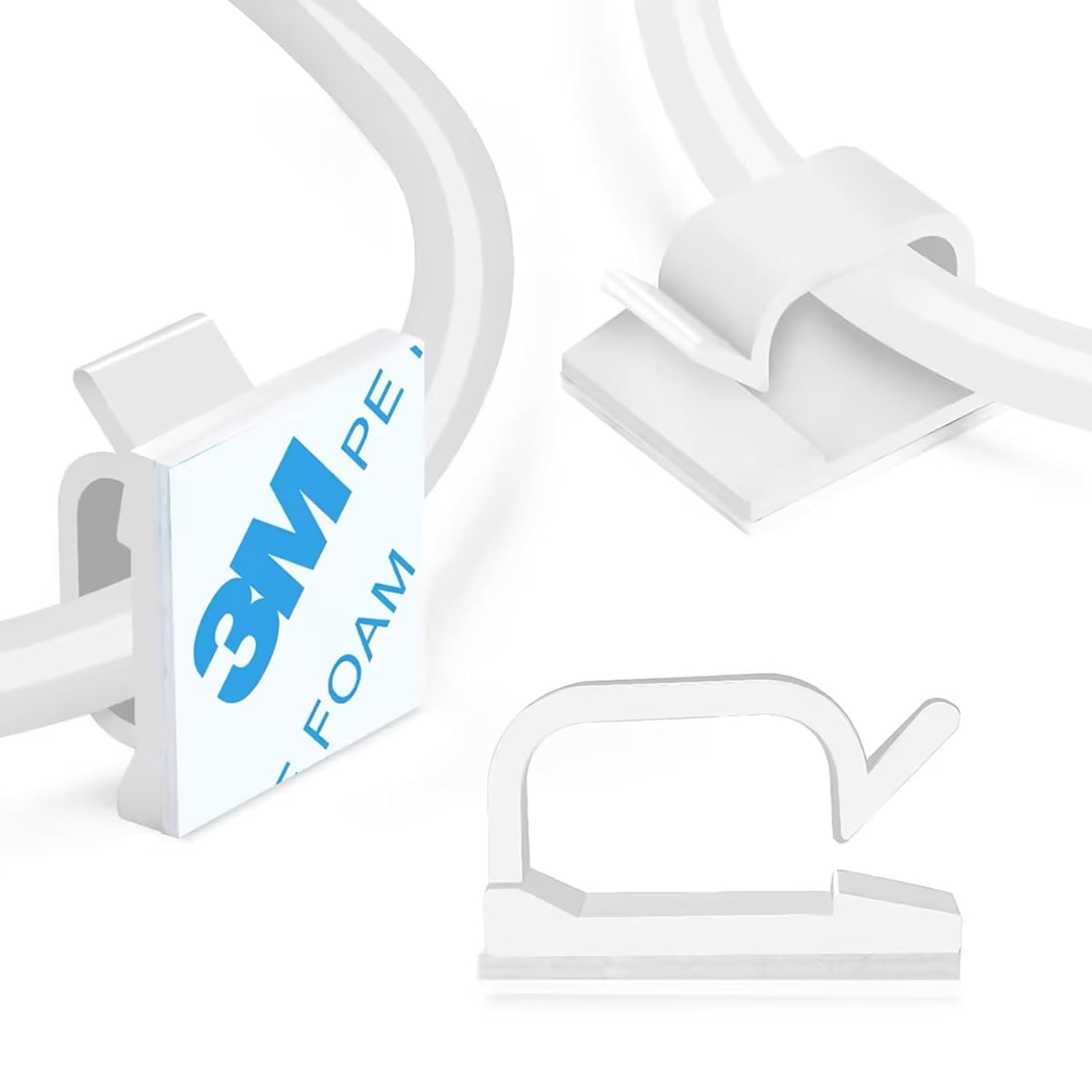 Clearhill 100 Pcs Adhesive Wire Clamp with Strong Support, Office Desk Wire Clamp, Cable Fixing Clamp, Wire Management Clamp, Easy to Manage Wires (Transparent)