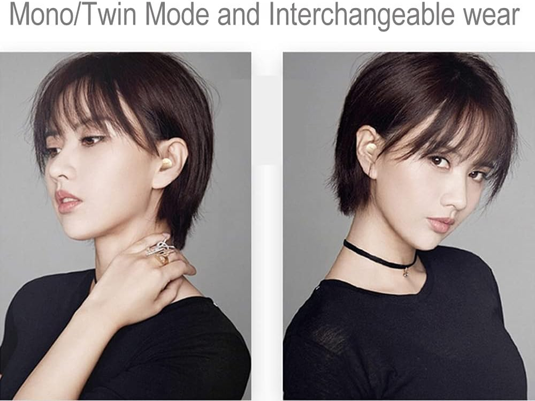 Eleror Mini Wireless Bluetooth Earbuds Invisible Earpiece Small Ear Buds Semi In-Ear Headphone for Work, Walk, Handsfree, Sleep on Side (White) image number 1