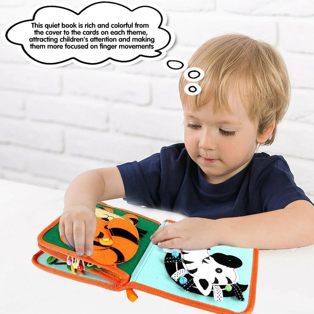 Kukelen Busy Board, Busy Book,Quiet Book ，Montessori Toys for Toddlers, Felt Toddlers Sensory Toys Toddler Activity Book for Learning Fine Motor Skills, Educational Toys for Boys Girls image number 3