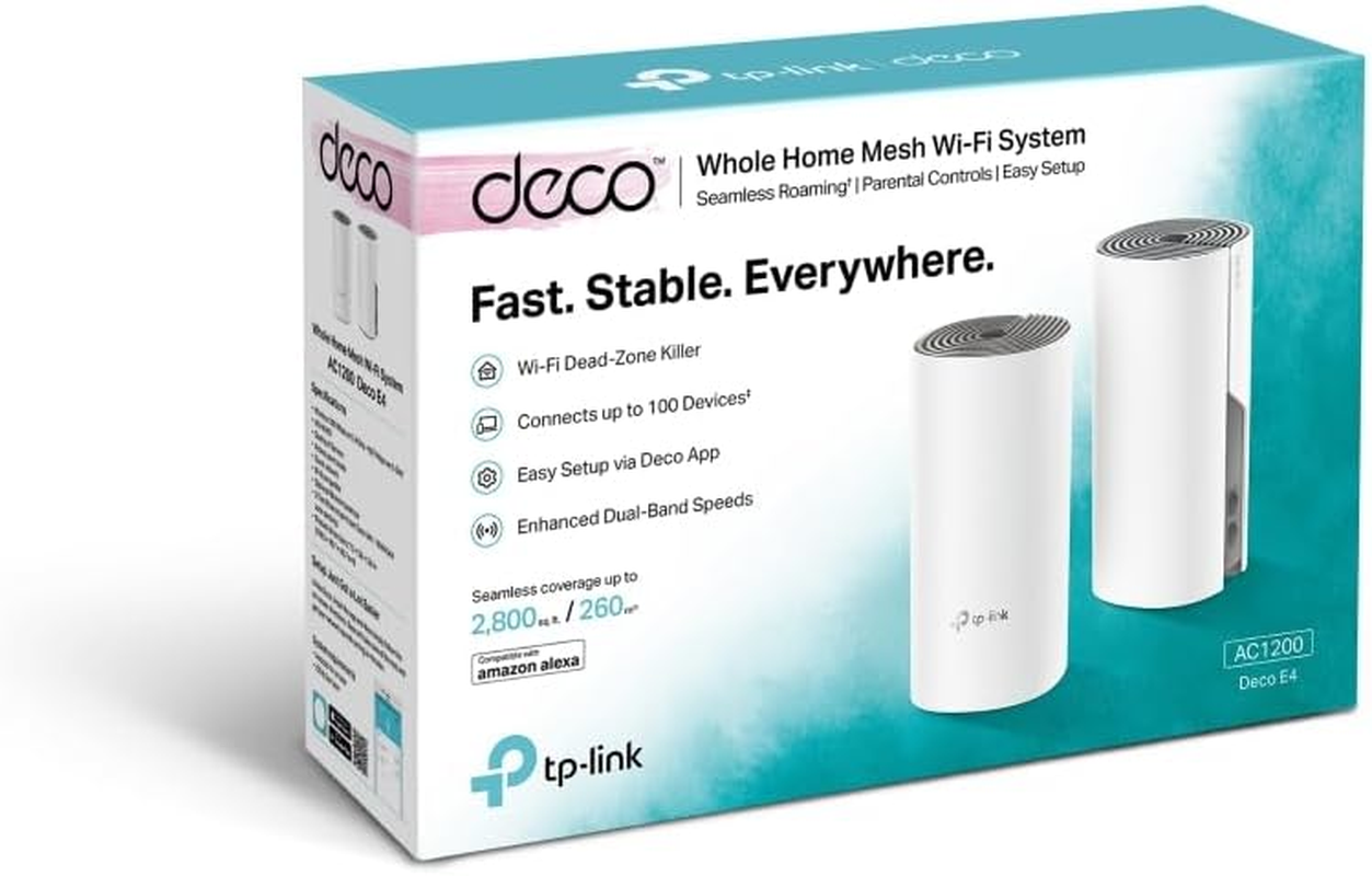 Tp-Link Deco AC1200 Whole Home Mesh Wi-Fi (2-Pack), Dual-Band, up to 1167 Mbps, Wireless, Seamless AI Roaming, Gaming & Streaming, Smart Home, Compatible with Starlink (Deco E4(2-Pack)) image number 2