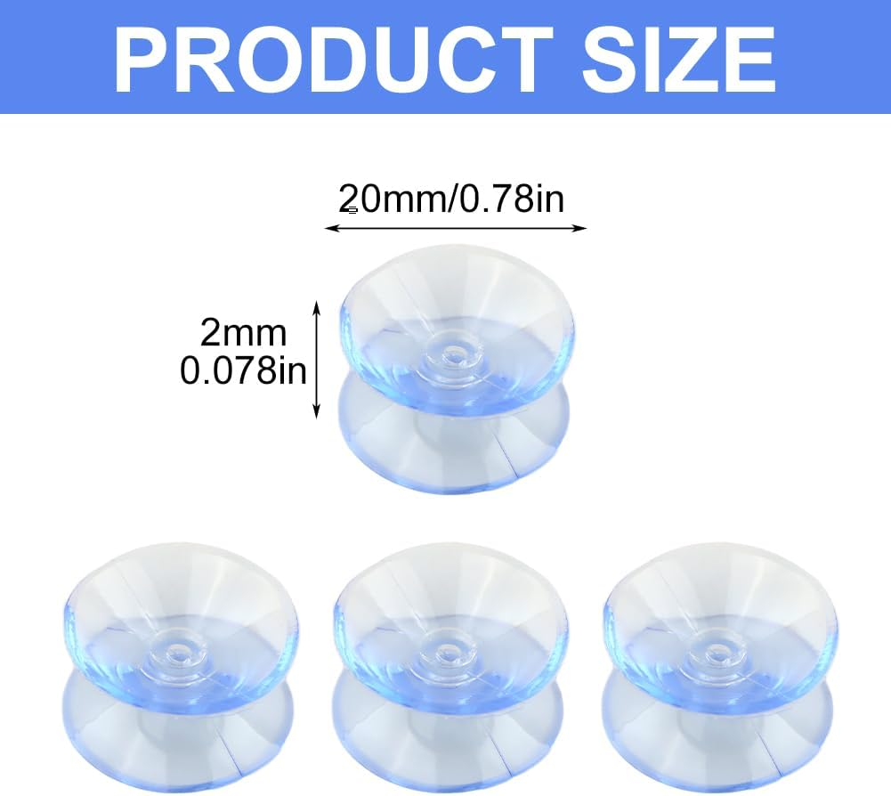 10Pcs Double Sided Suction Cups,Non-Slip Silicone Suction Cups for Glass Table Top,Clear Glass Table Suctions Pads for Tabletop,Windshield,Mirror,Window(Size:20Mm/0.78Inch) image number 1