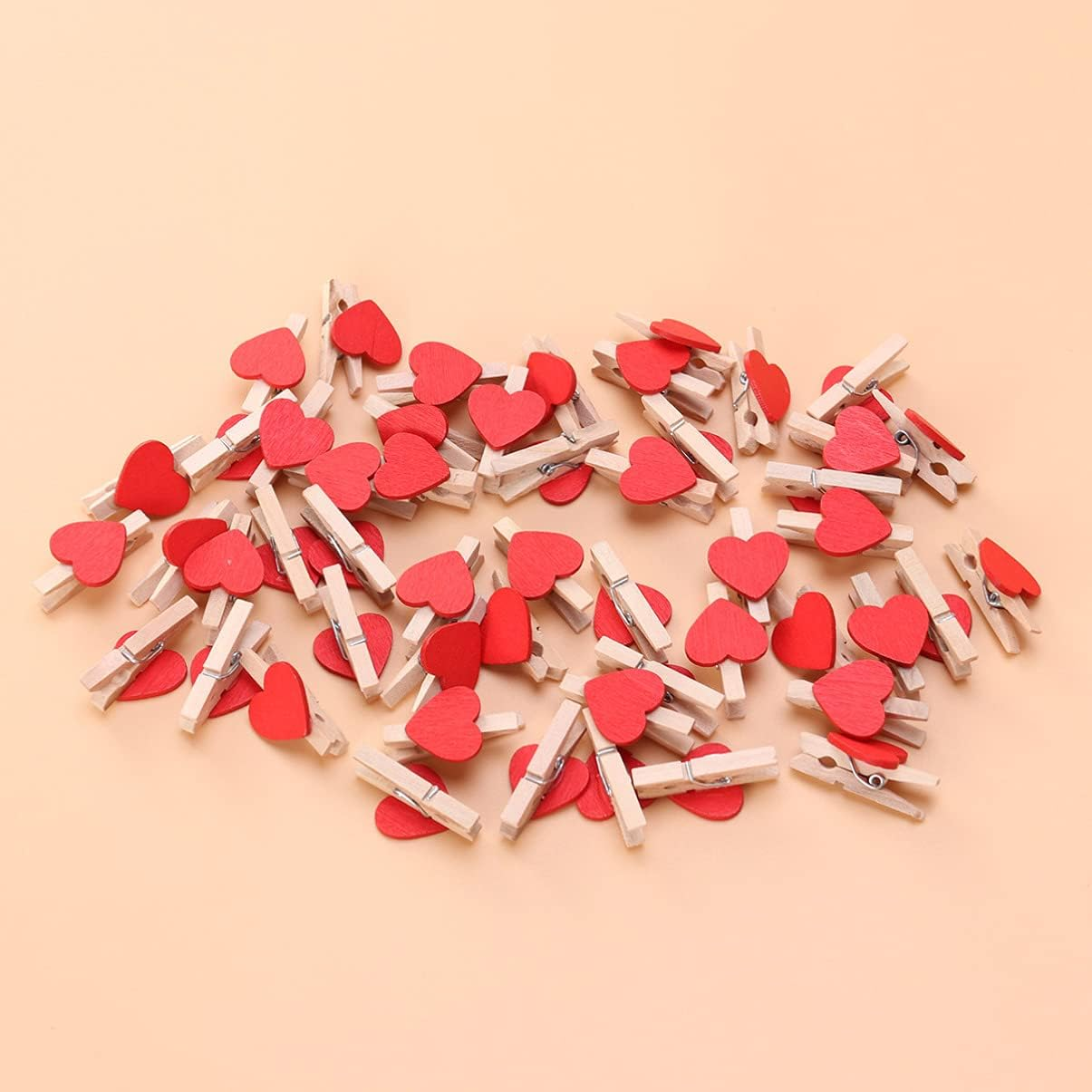 Kisangel Love Clips Mini Wooden Photo Holders Red Heart Small Craft Pegs 1.2 Inch for Home Decoration Fixation - Coffee image number 5