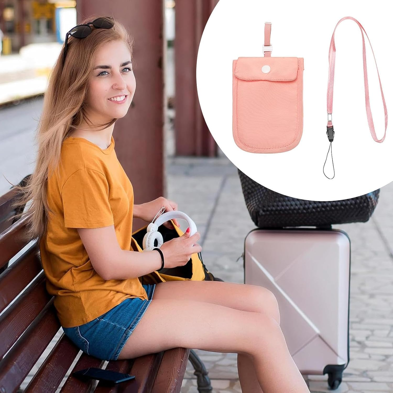 Undercover Bra Wallet - Silver Bra Pouch, Hidden Bra Wallet | Adjustable Travel Bra Wallet - Bra Pouch, Pink, Se R&eacute;f&eacute;rer Au Descriptif, Refer to Description image number 2