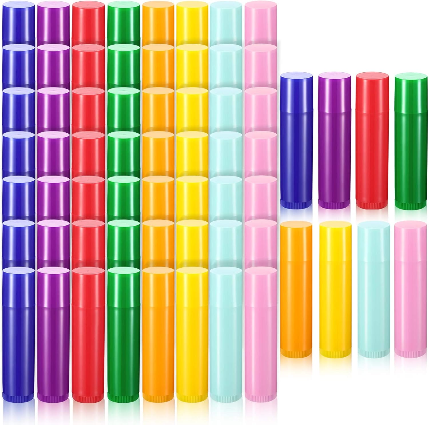 64 Pieces Lip Balm Tubes 5 Ml Empty Lip Gloss Balm Containers Refillable Rotatable Plastic Lipstick Tubes DIY Lip Gloss Balm Tube Holder for DIY Cosmetic, 8 Colors image number 6